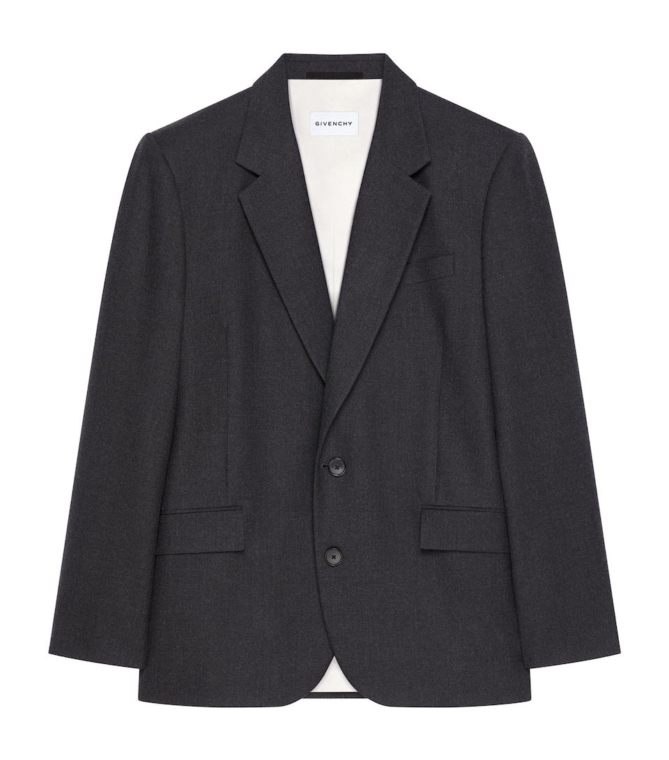 Givenchy Mens Wool Single-Breasted Blazer Charcoal