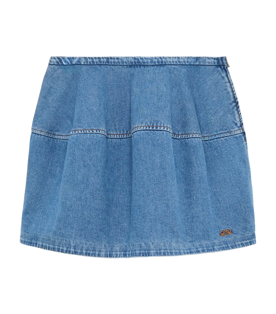 LOEWE Womens Balloon Denim Mini Skirt Light Blue