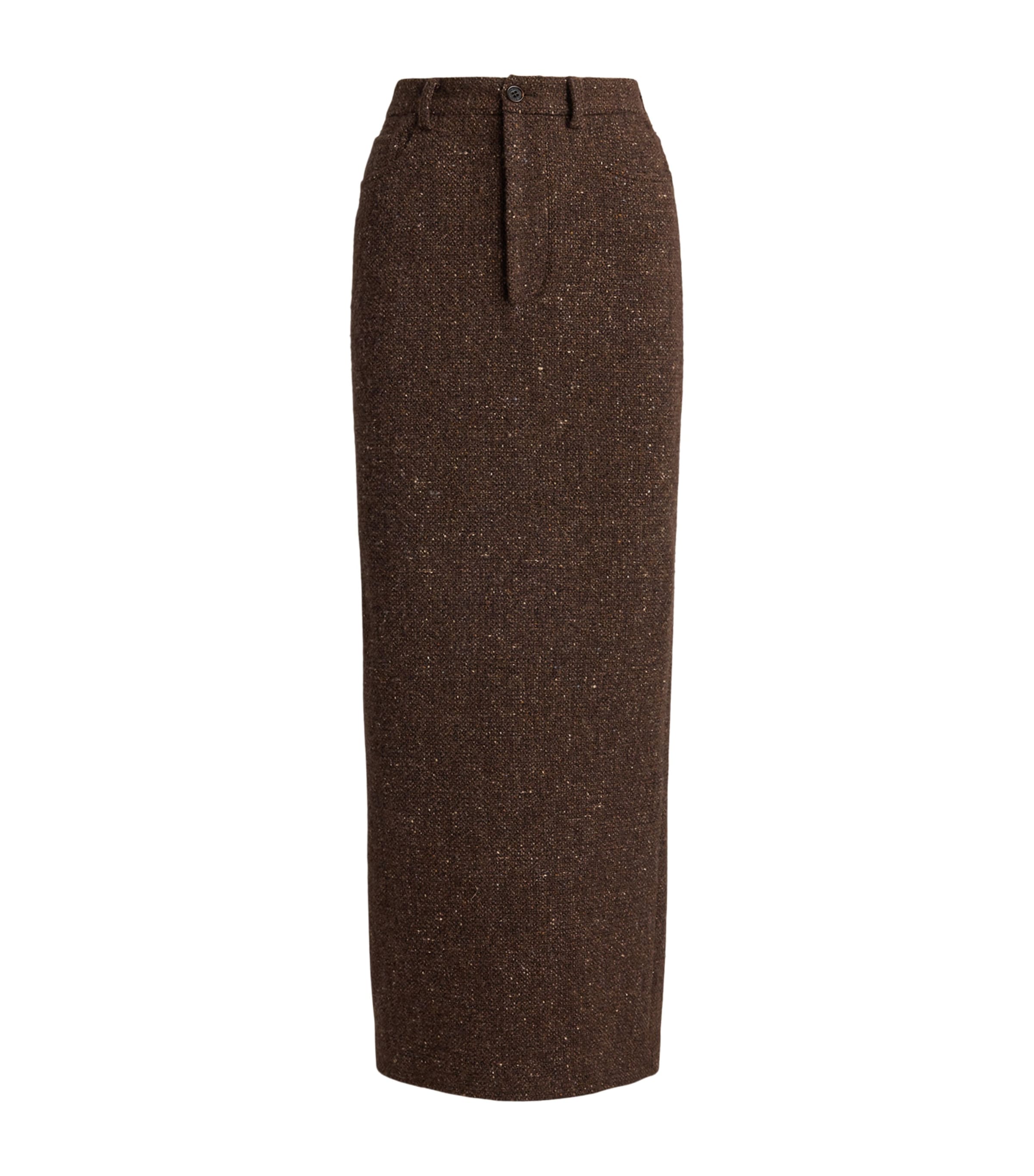 Ralph Lauren Collection Womens Donegal Tweed Fontaine Maxi Skirt Brown Multi
