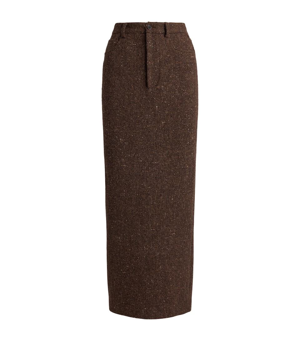 Ralph Lauren Collection Womens Donegal Tweed Fontaine Maxi Skirt Brown Multi
