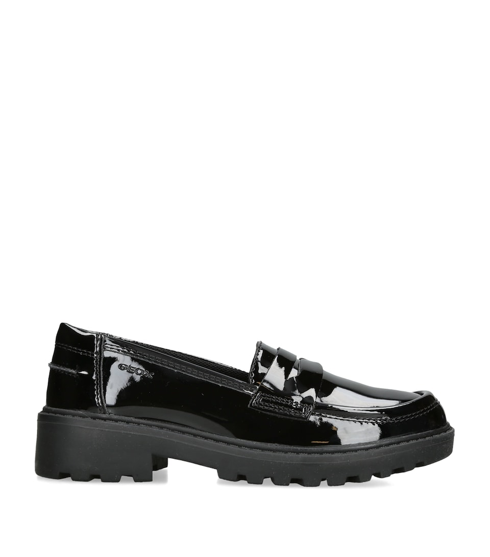 Geox Kids Patent Leather Casey Loafers Black