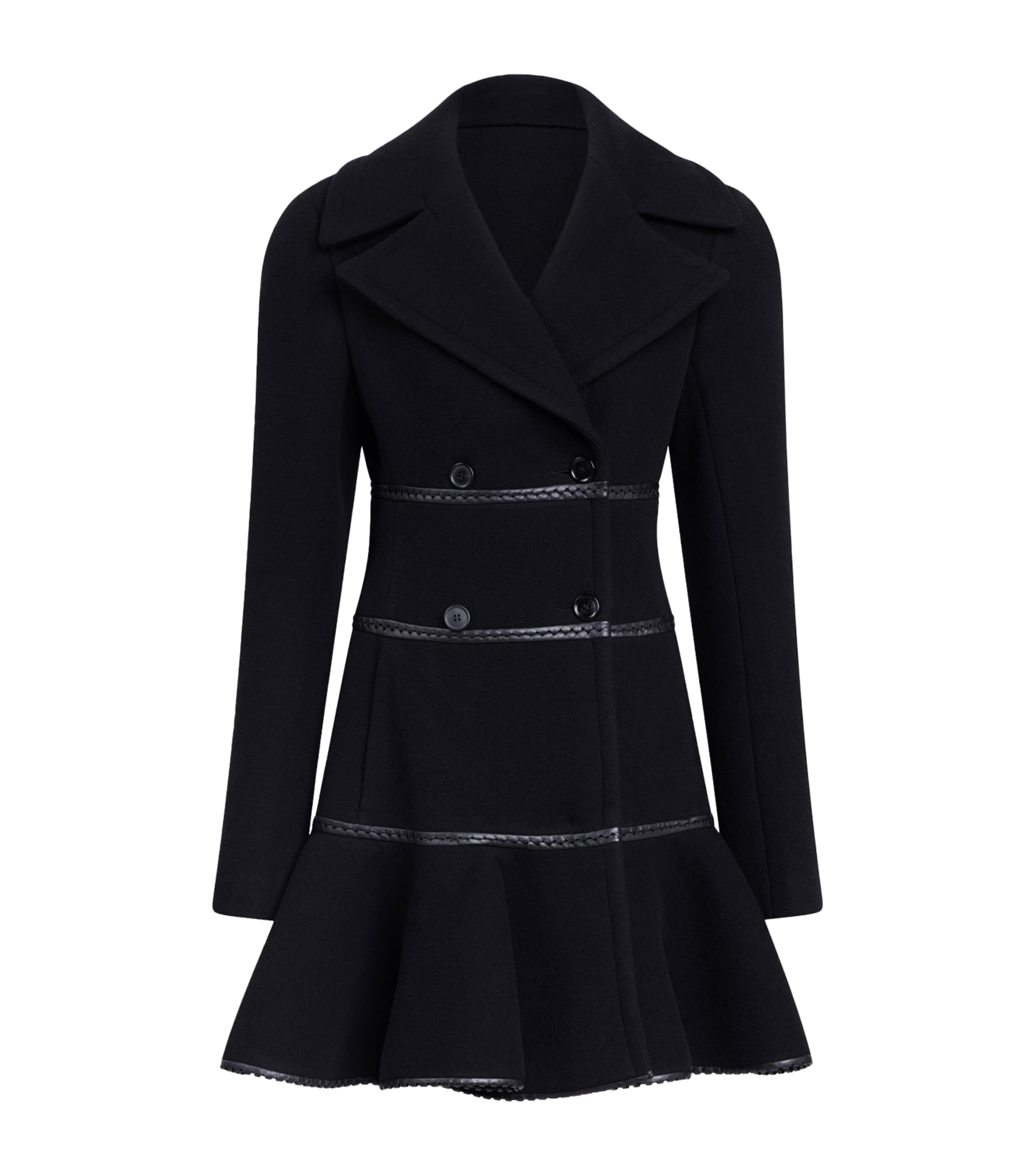 Alaïa Womens Virgin Wool Princess Coat Noir Alaia