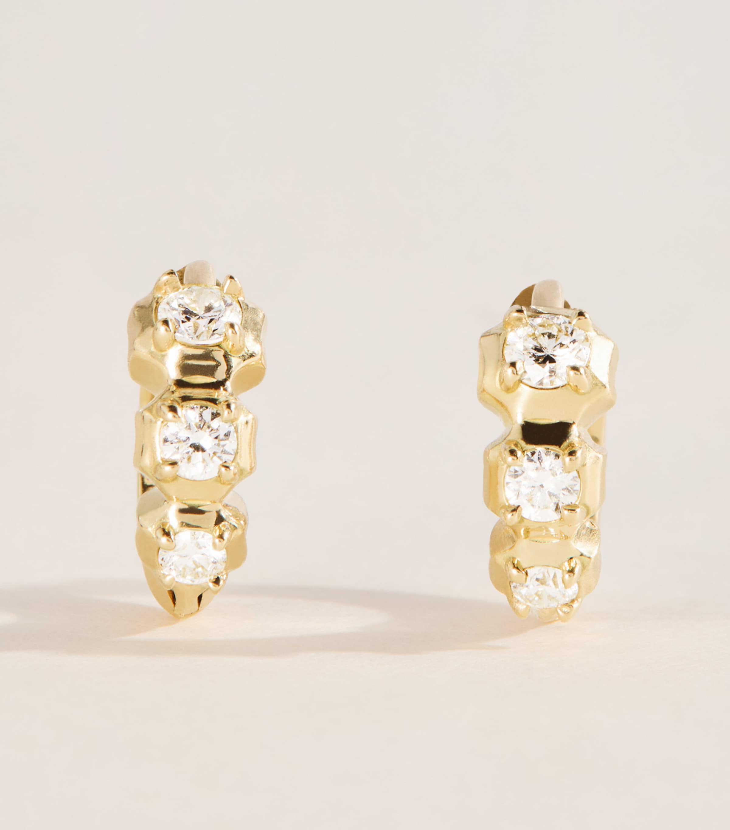 Jade Trau Mini Yellow Gold and Diamond Sophisticate Huggie Earrings Yellow Gold