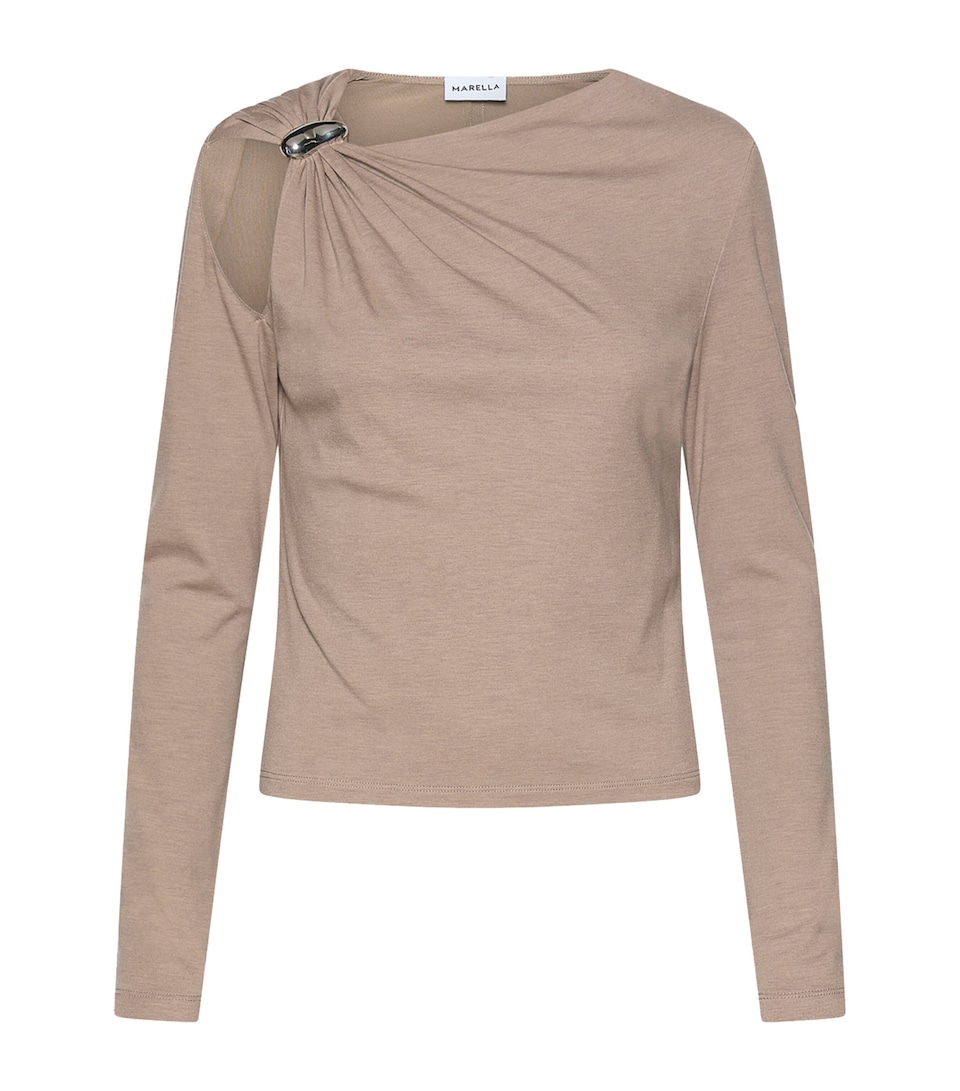 Marella Womens Wool-Blend Embellished T-Shirt Turtledove