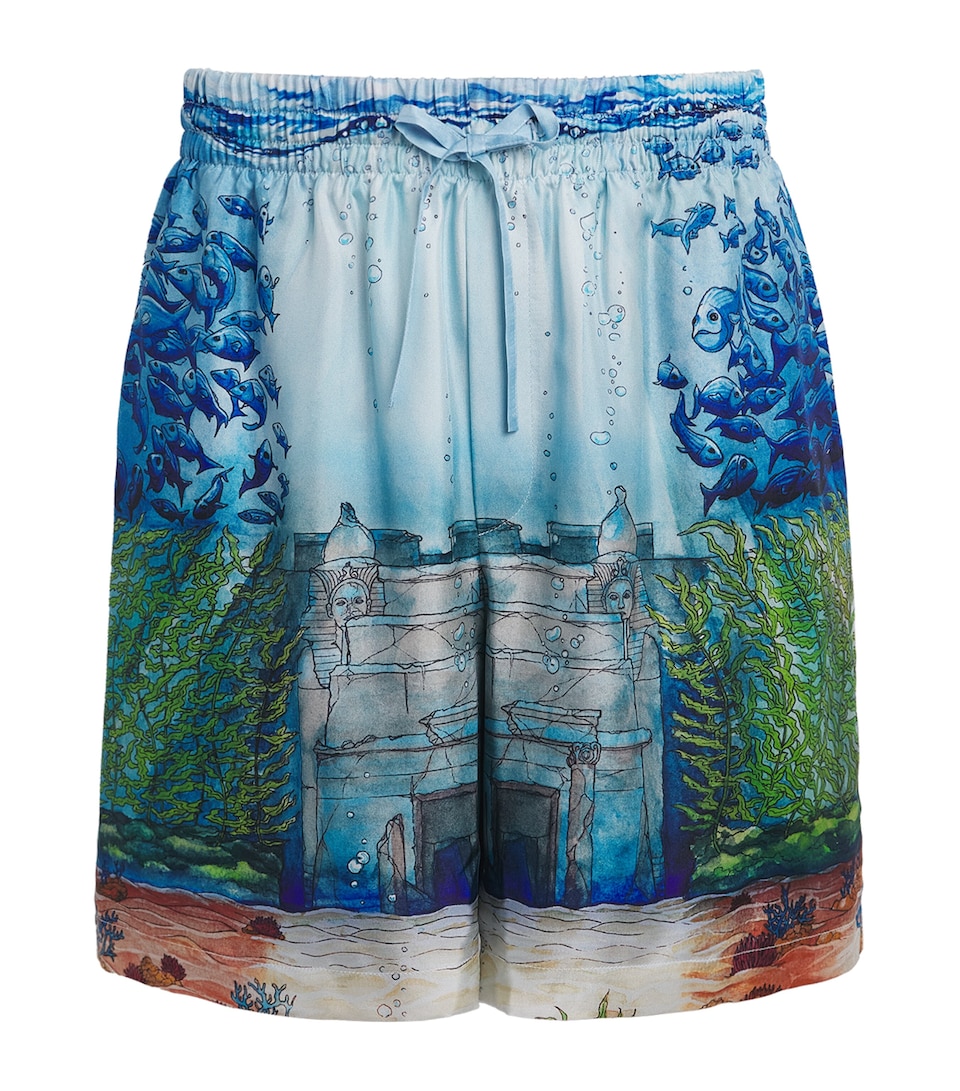 Casablanca Mens Silk Trompe-l'Oeil Shorts Trompe L'oeil