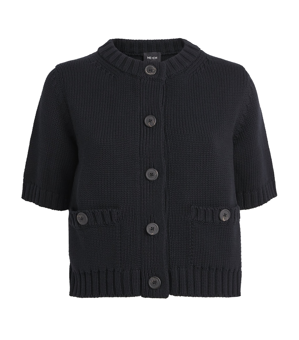 ME+EM Womens Cropped Short-Sleeve Cardigan Black
