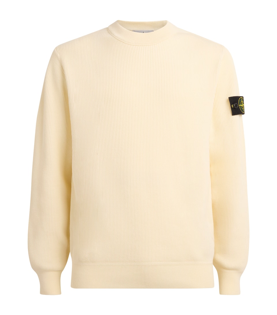 Stone Island Mens Ribbed Compass Patch Sweatshirt