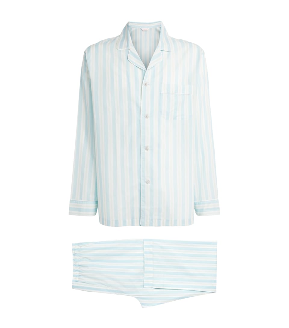 Derek Rose Mens Cotton Amalfi Pyjama Set Blu