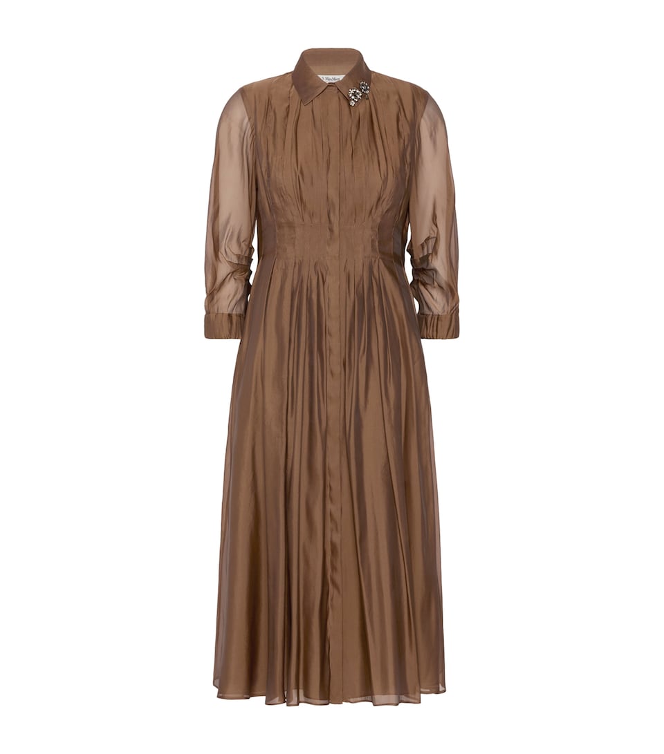 Max Mara Womens Silk-Blend Midi Shirt Dress Honey