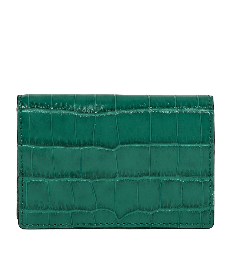 Smythson Calfskin Mara Folded Card Holder Petrol