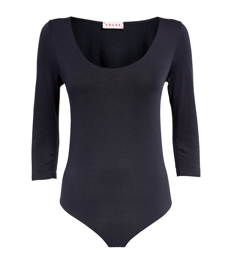 Falke Womens Cotton-Blend String Bodysuit Marine