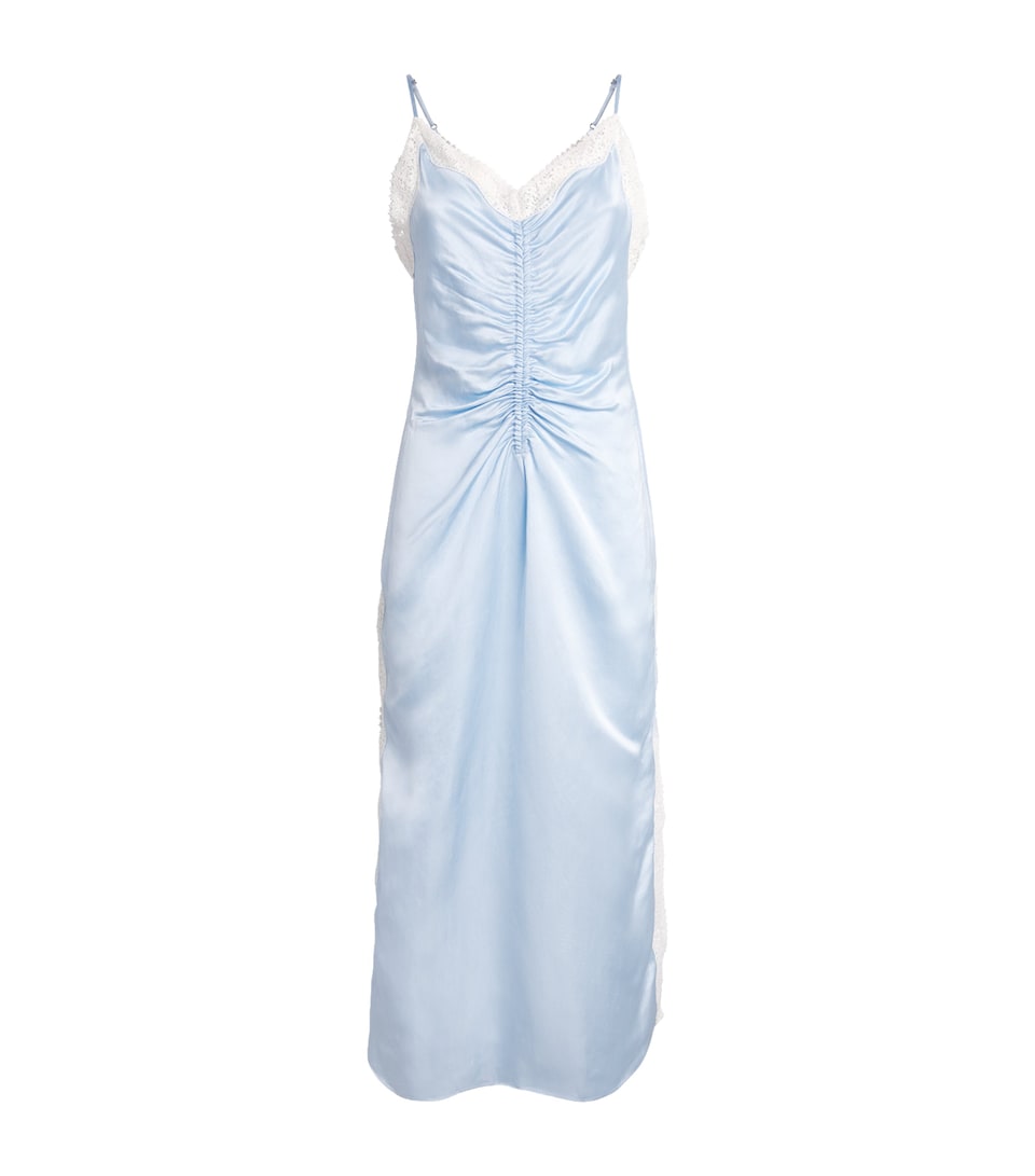 Satin Lace-Detail Midi Dress