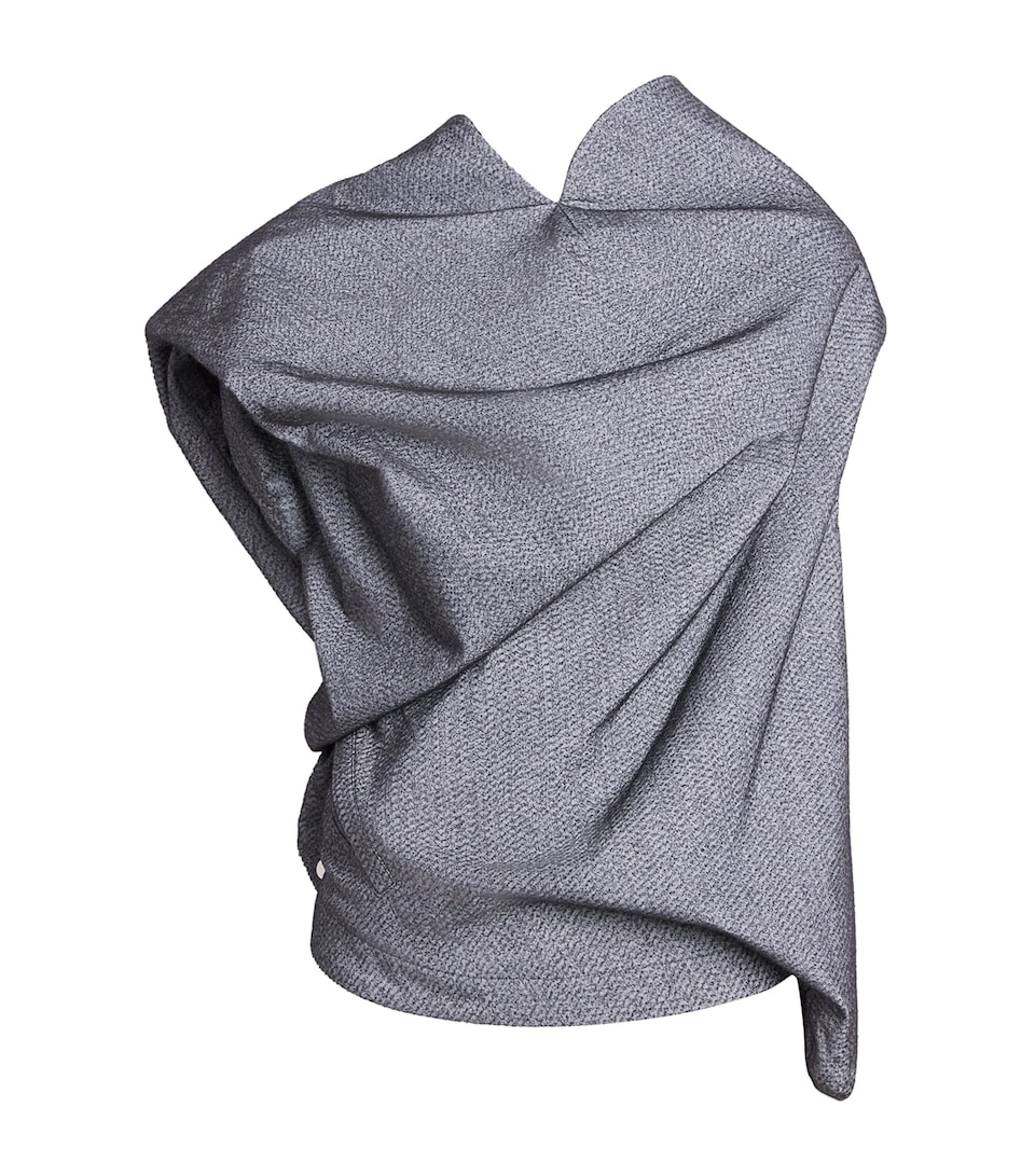 Issey Miyake Womens Reflection Asymmetric Top Grey