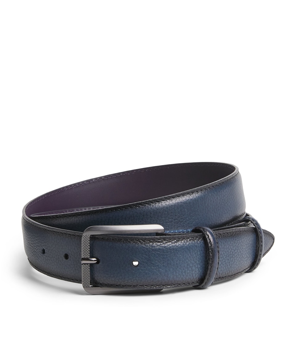 Elliot Rhodes Grained Leather Belt Navy