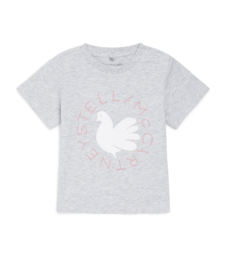 Stella McCartney Kids Cotton Dove T-Shirt (3-36 Months) Grigio Medio Mel.
