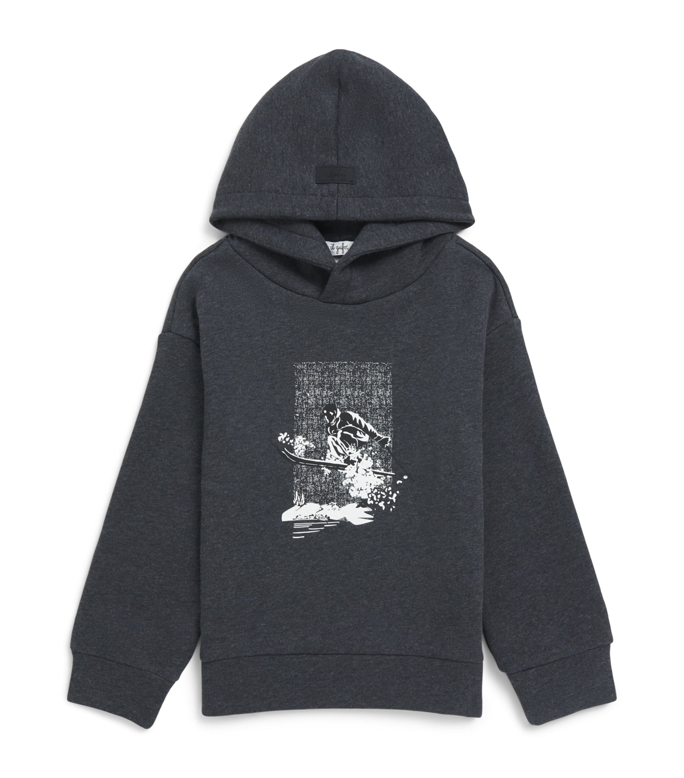 Il Gufo Ski Graphic Hoodie (2-14 Years) Carbon Grey