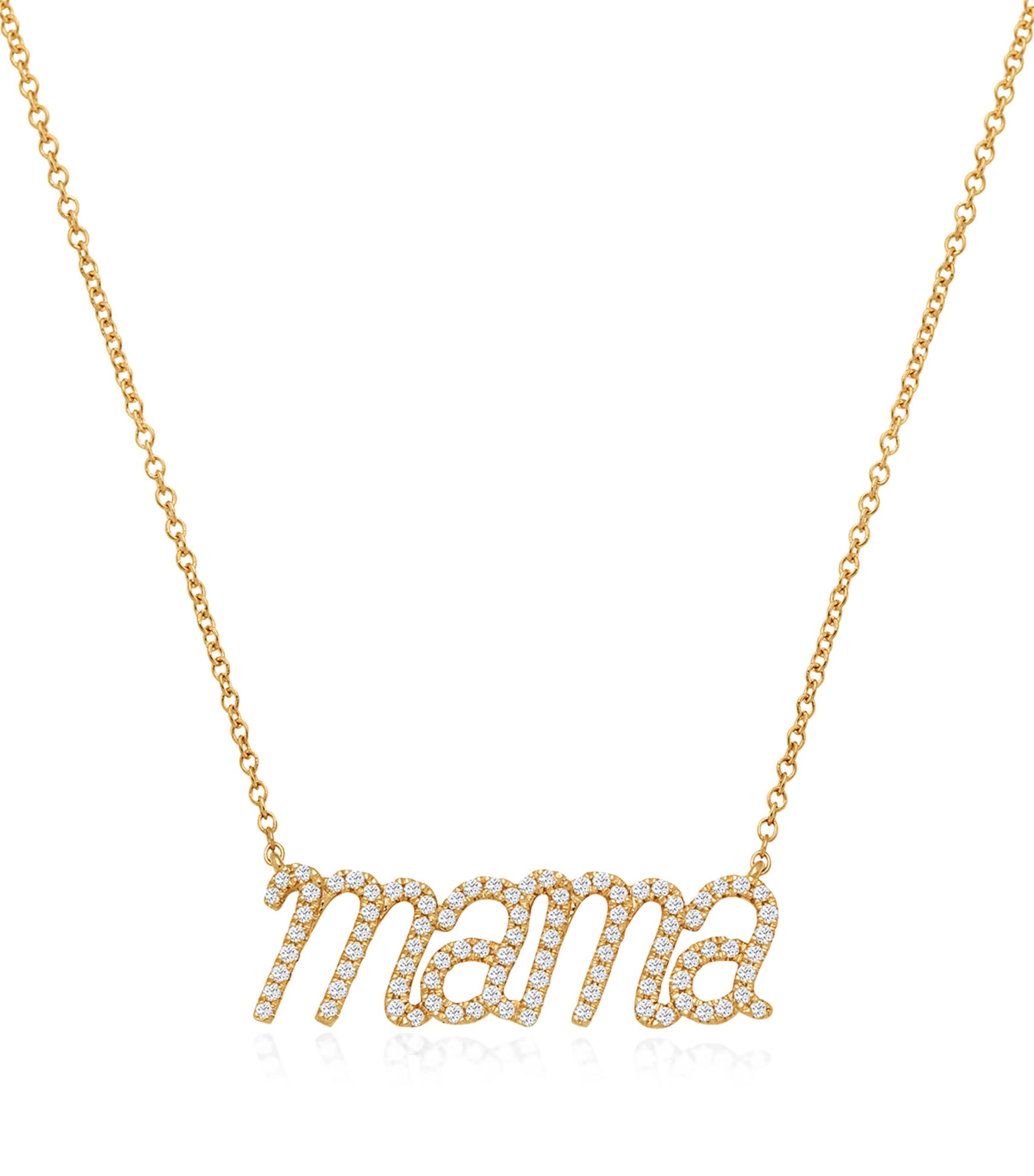 Yellow Gold And Diamond Mama Necklace
