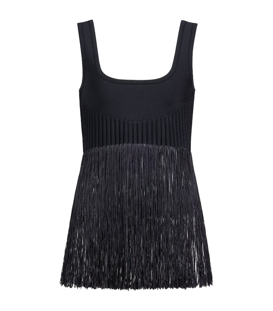 Alaïa Womens Fringed Tank Top Black
