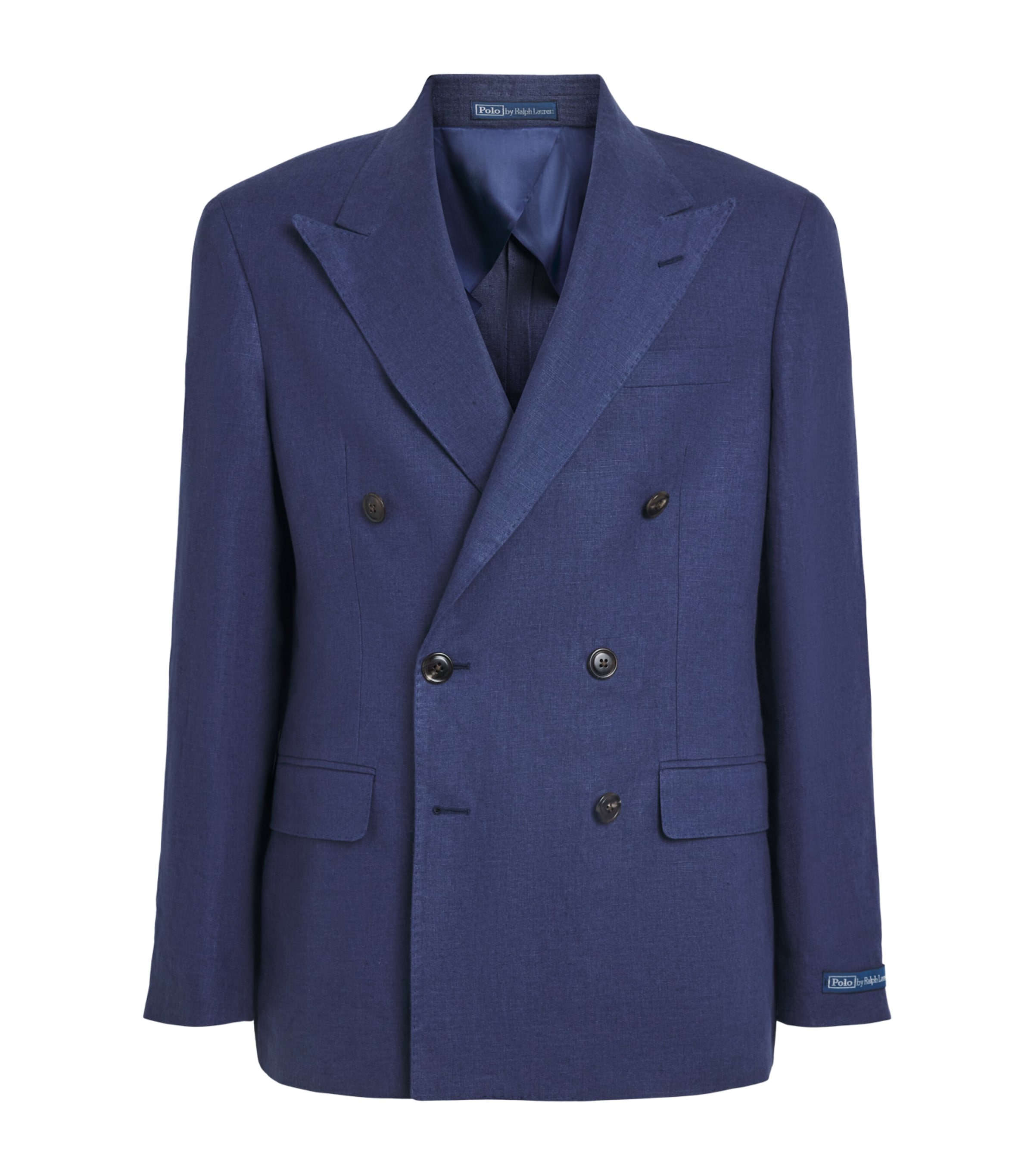 Polo Ralph Lauren Mens Linen Double-Breasted Blazer Classic Blue