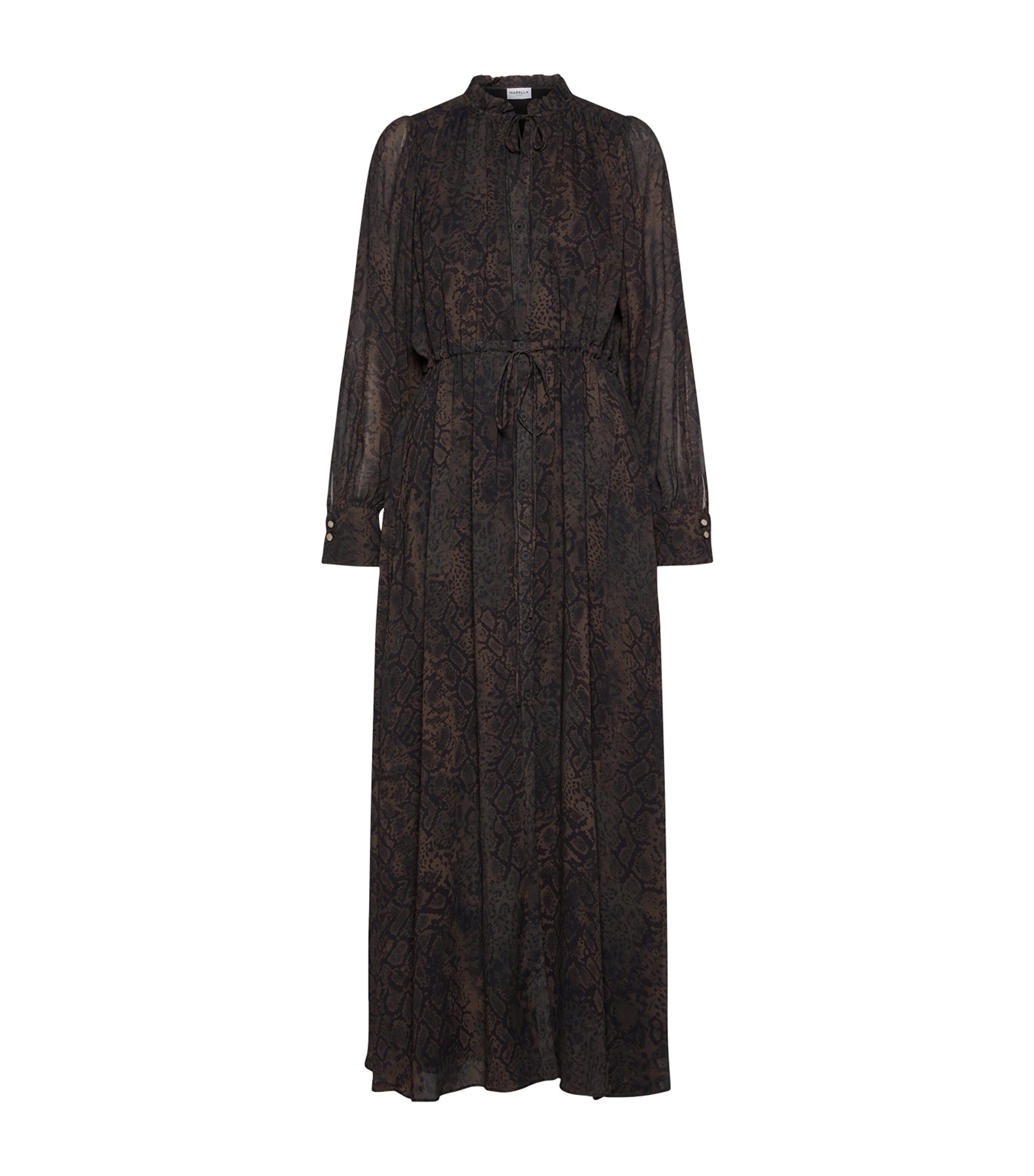 Marella Womens Georgette Maxi Shirt Dress Brown