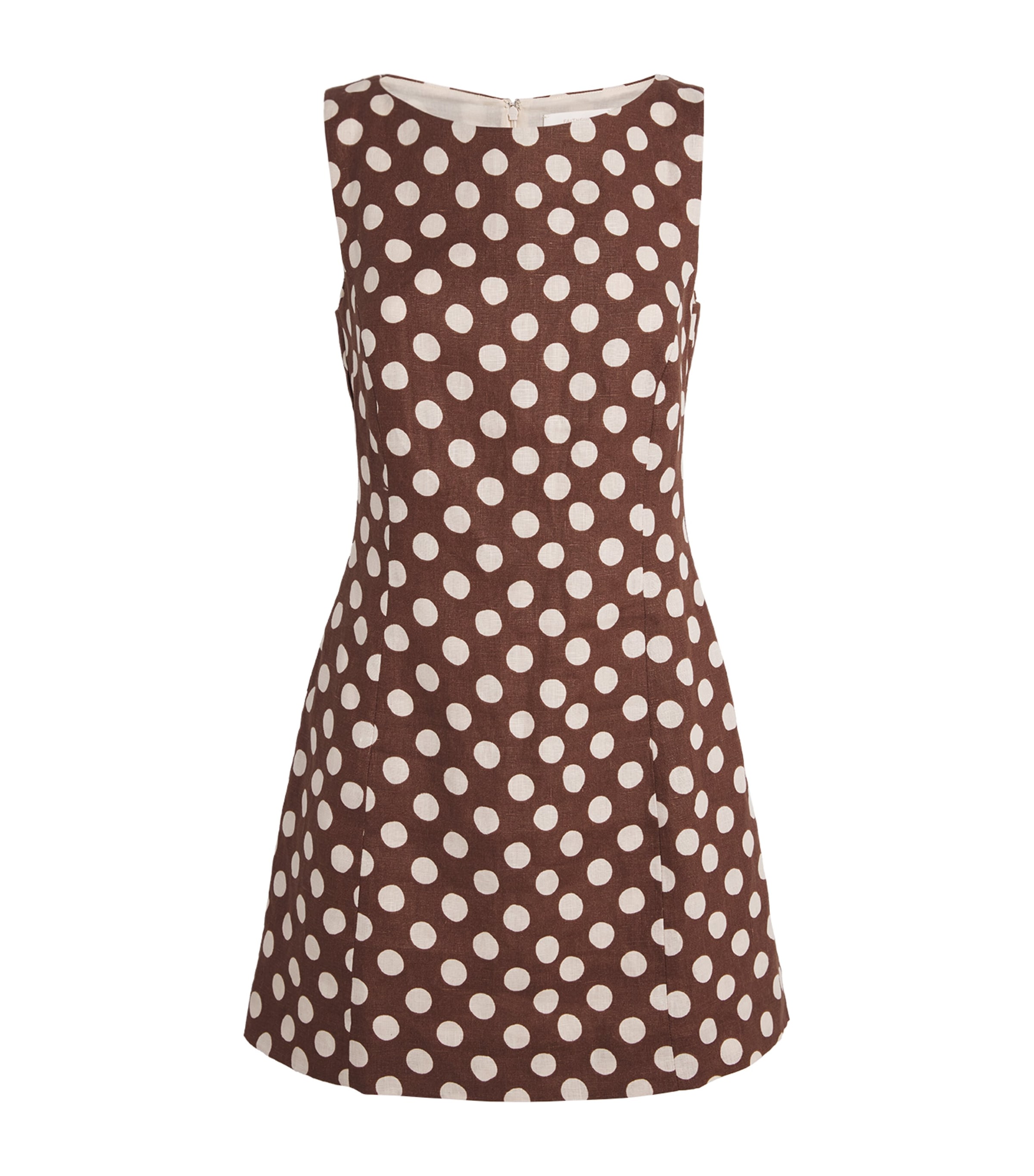 Faithfull the Brand Womens Linen Polka-Dot Lydie Mini Dress Cioccolato Dot