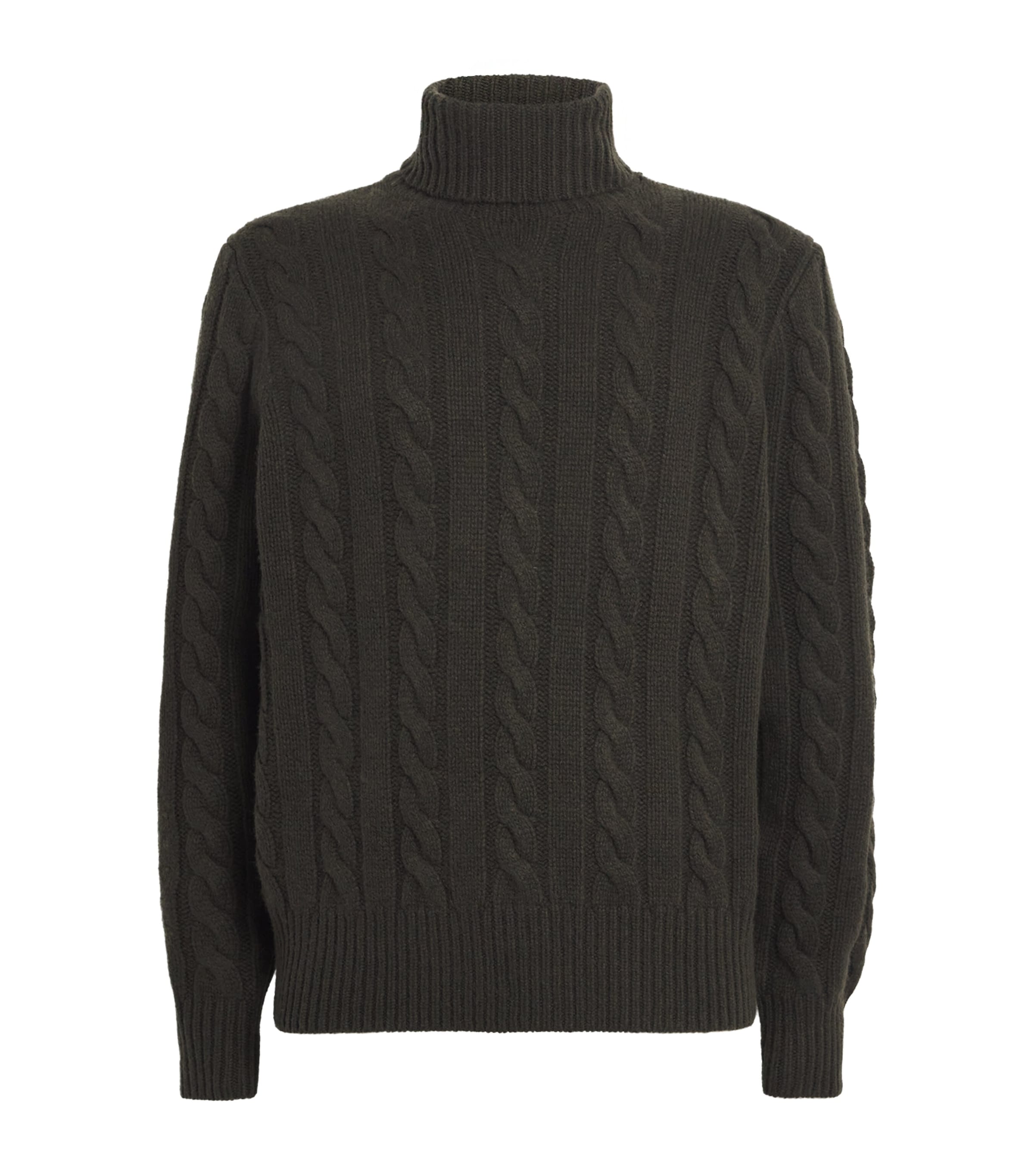 Wool-Cashmere Cable-Knit Rollneck Sweater
