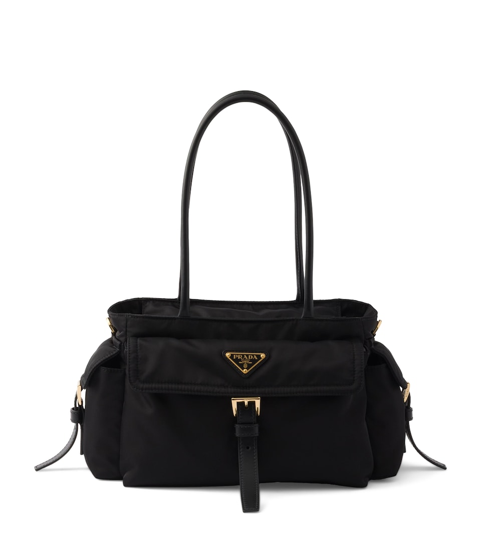 Medium Re-Nylon and Leather Explore Top-Handle Bag