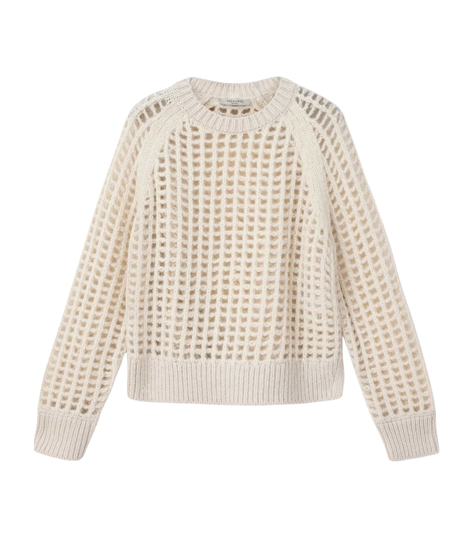 AllSaints Womens Wool-Blend Suniva Sweater Chalk White