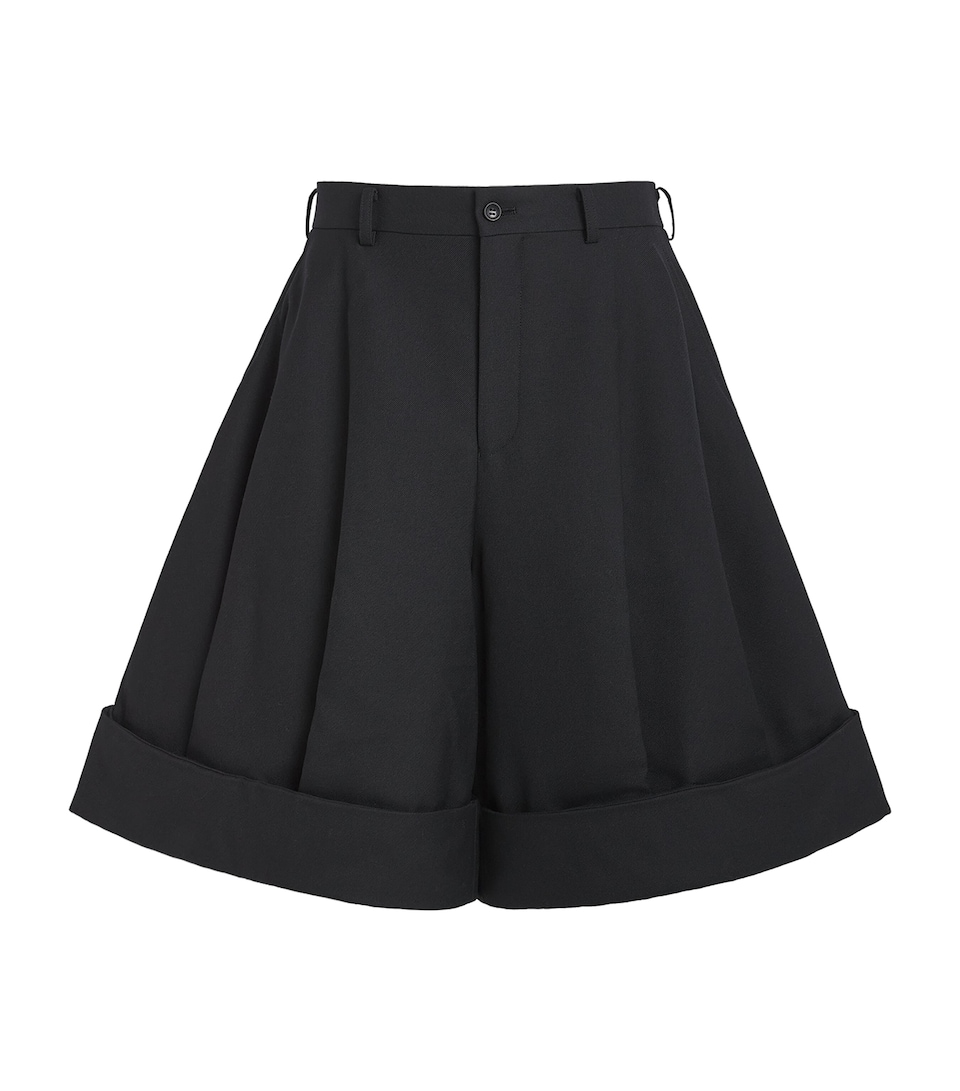 Comme Des Garçons Mens Cotton Wide-Leg Shorts Black