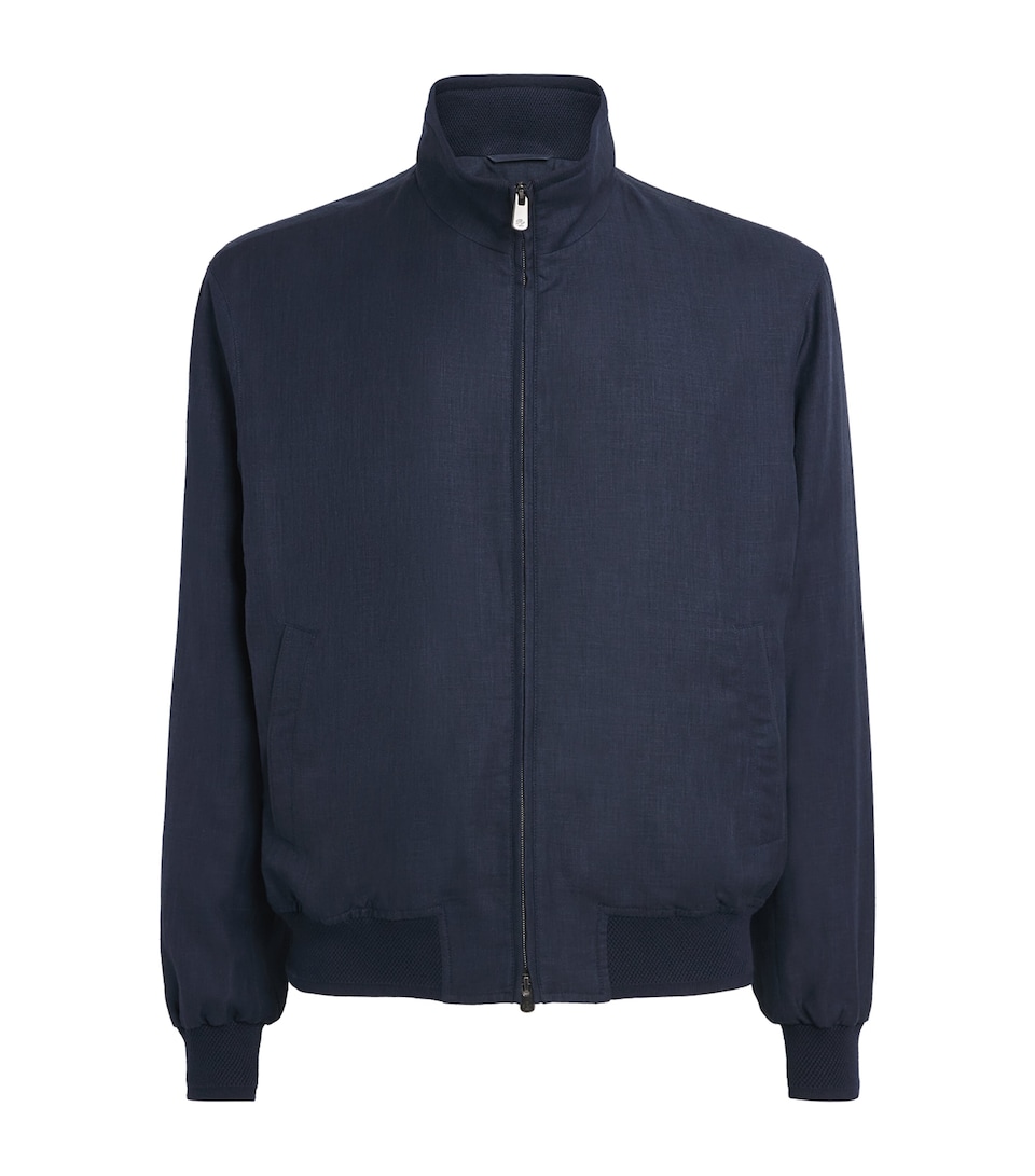 Ralph Lauren Purple Label Mens Linen-Wool-Silk Felton Bomber Jacket Navy