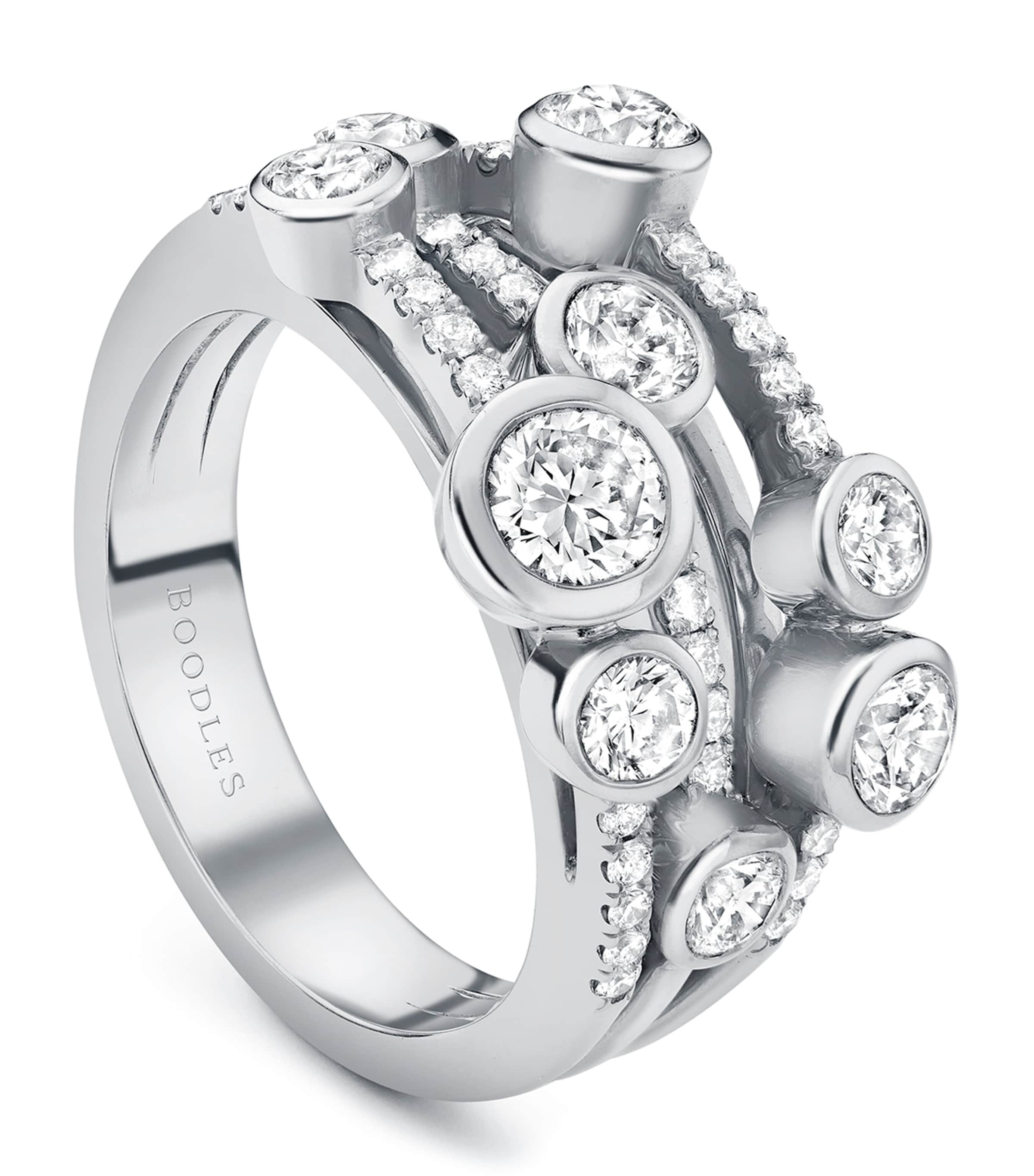 Boodles Platinum and Diamond Classic Waterfall Ring Platinum