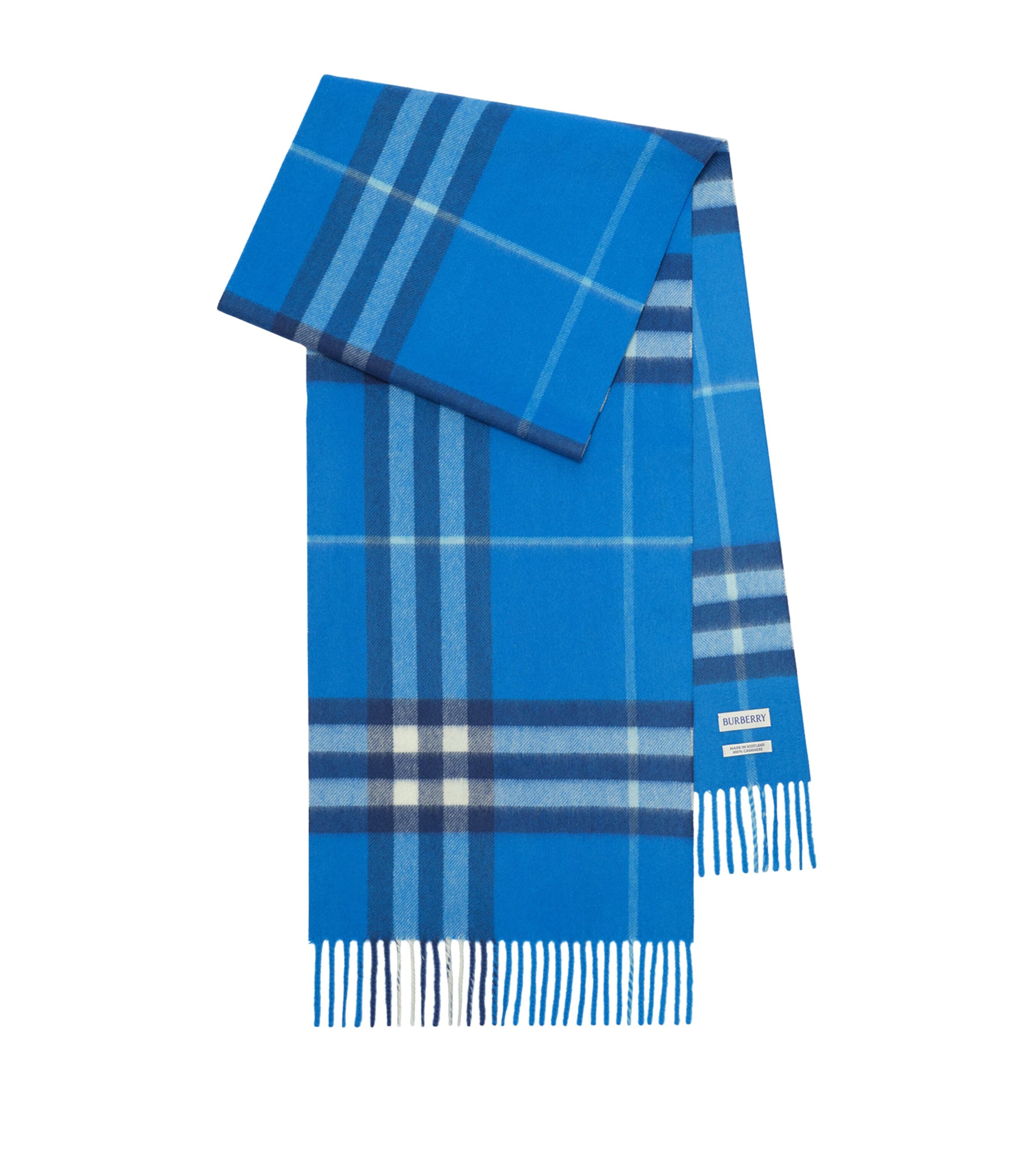 Burberry Cashmere Check Scarf Lido Blue