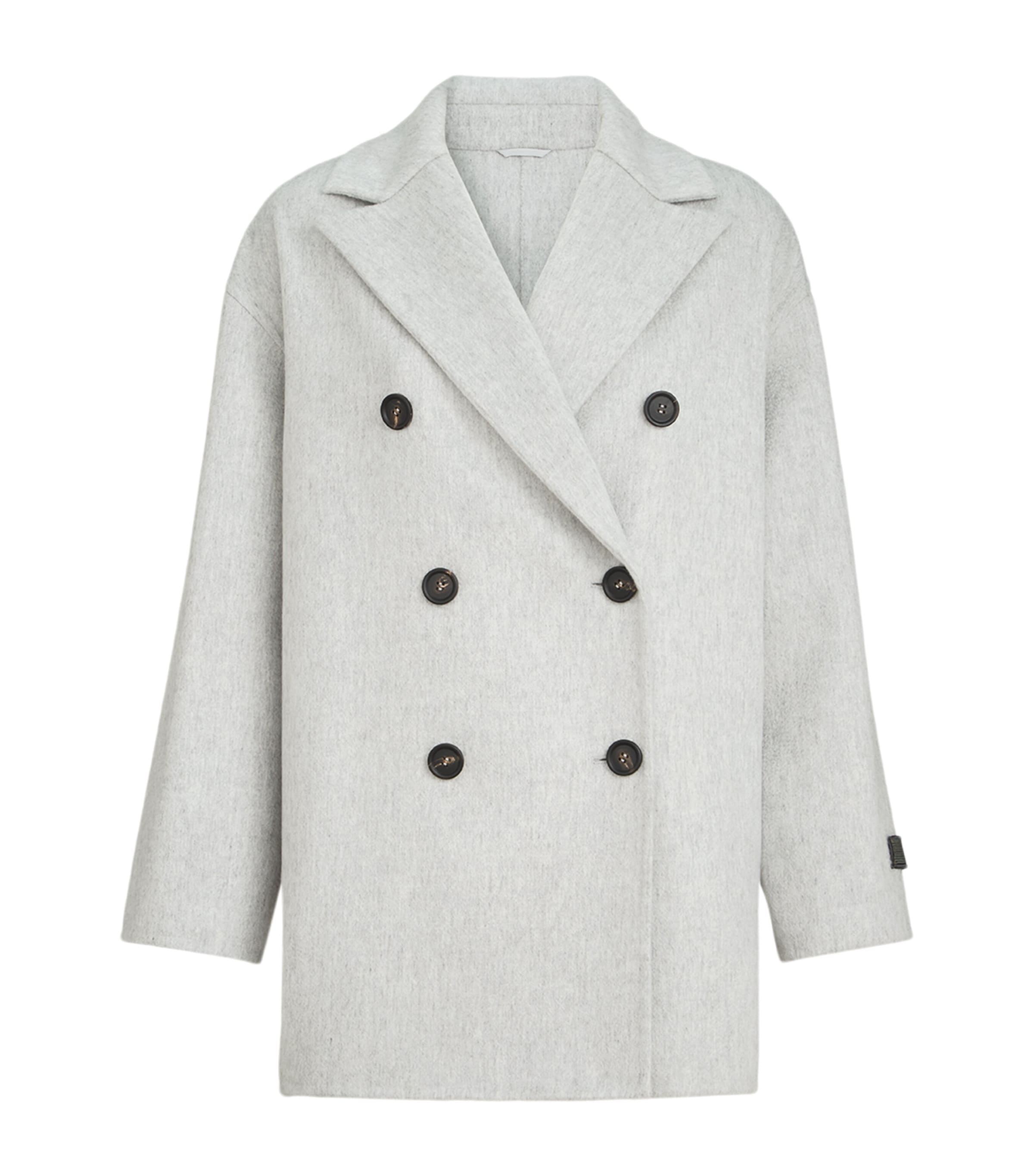 Brunello Cucinelli Womens Cashmere Double Beaver Cloth Pea Coat