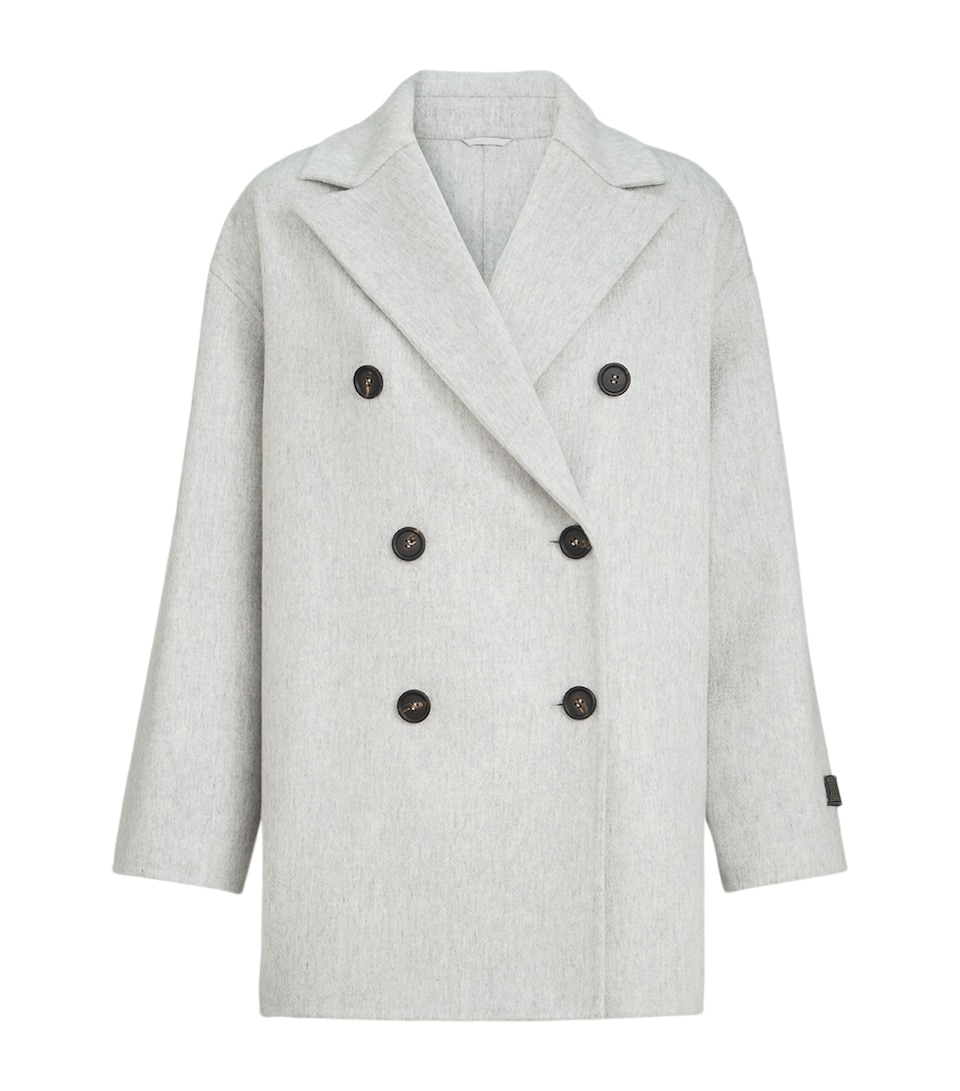 Brunello Cucinelli Womens Cashmere Double Beaver Cloth Pea Coat