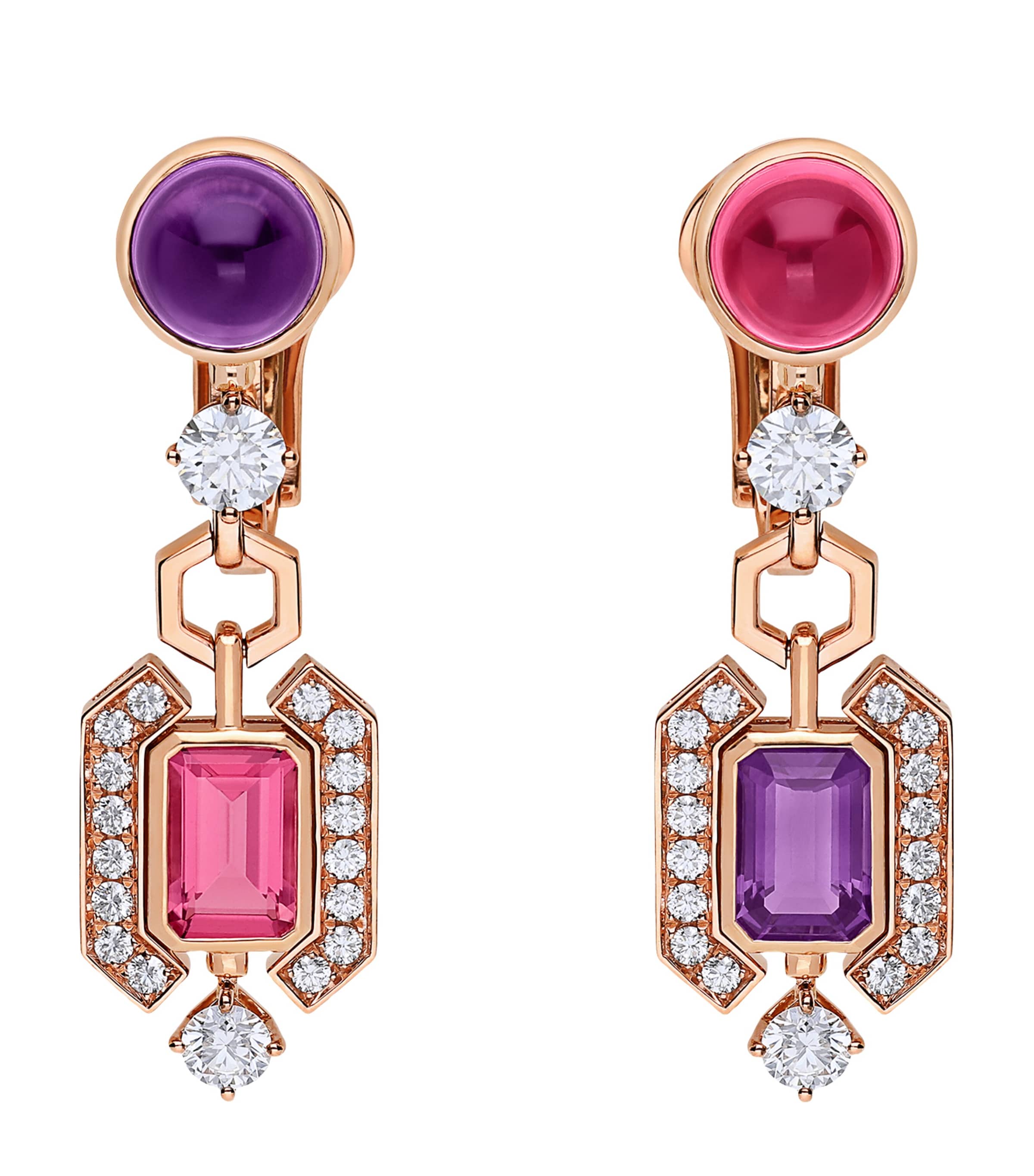 Bvlgari Rose Gold, Diamond and Gemstone Allegra Earrings Pink Gold