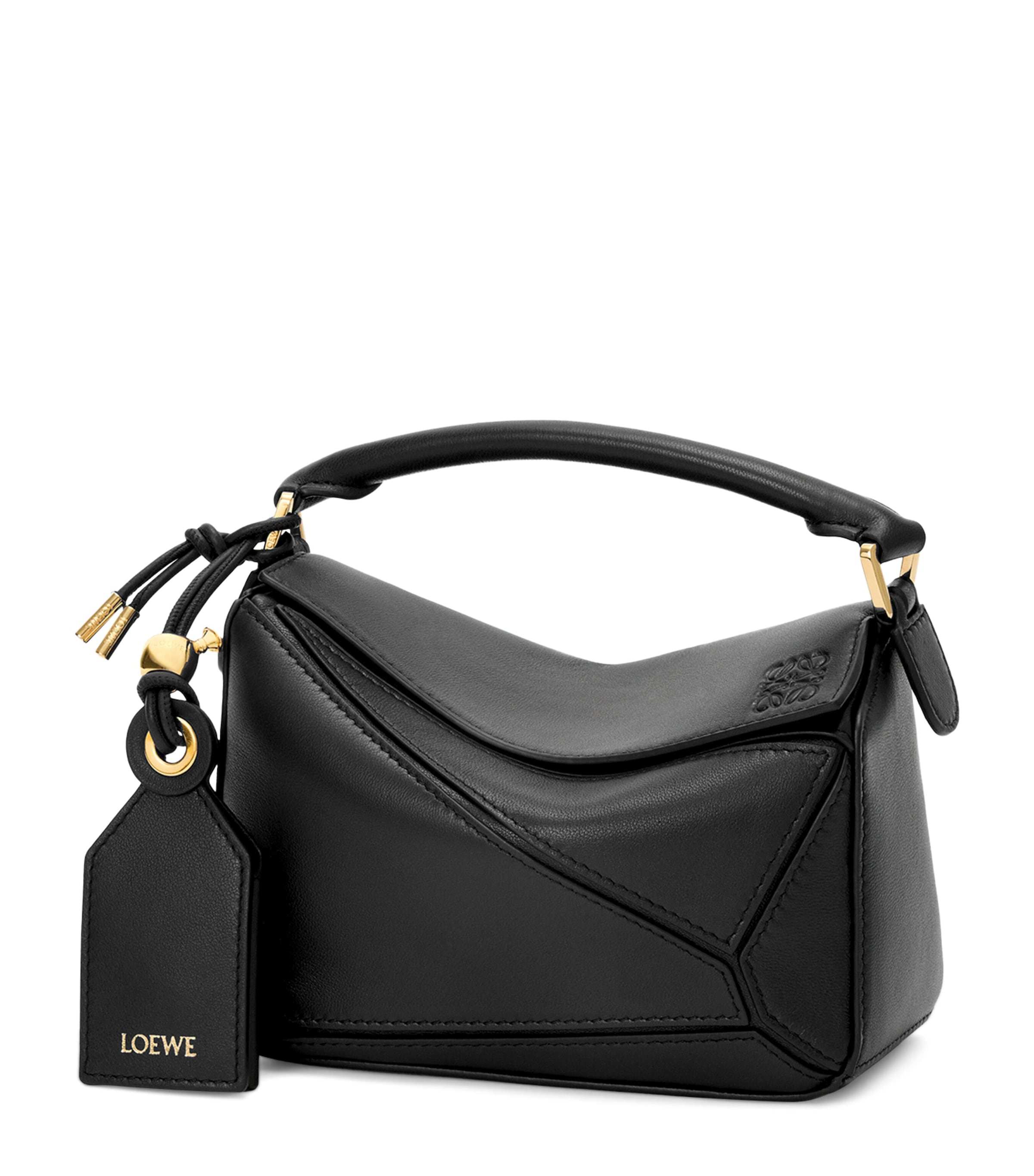 LOEWE Black x Albers Leather Puzzle Top-Handle Bag | Harrods US
