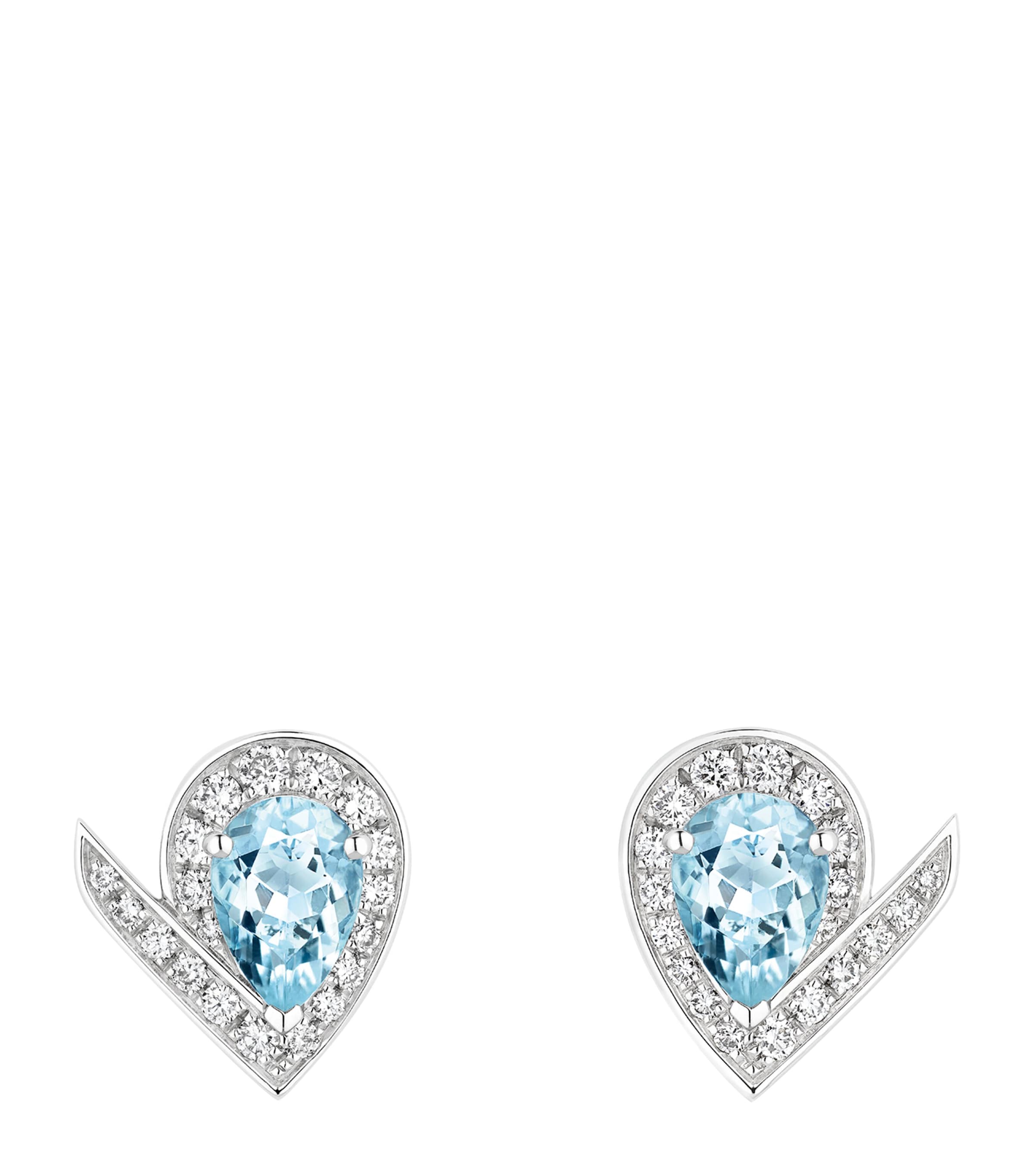 White Gold, Diamond and Aquamarine Joséphine Aigrette Stud Earrings