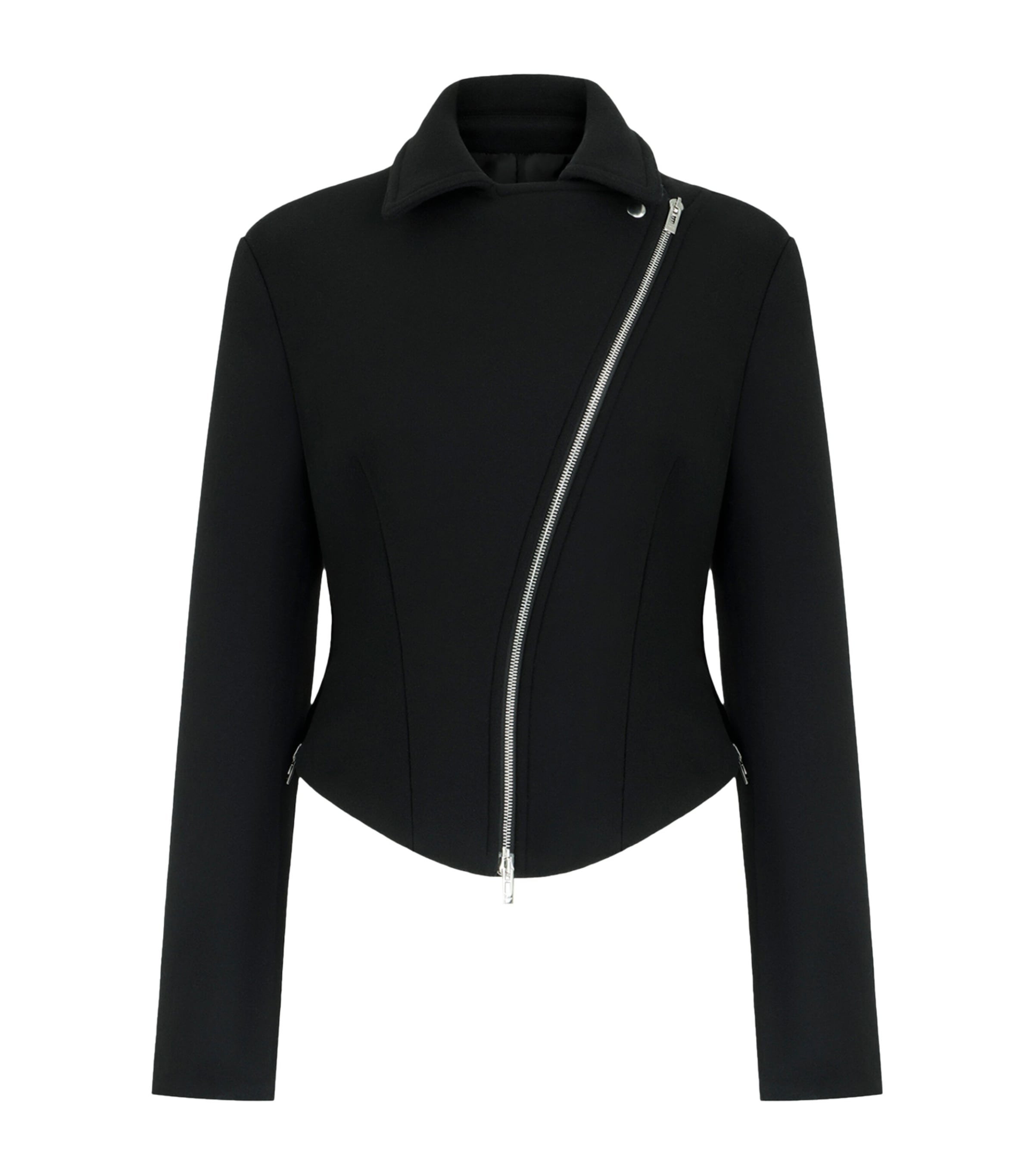 Alaïa Womens Double-Faced Wool Biker Jacket Black