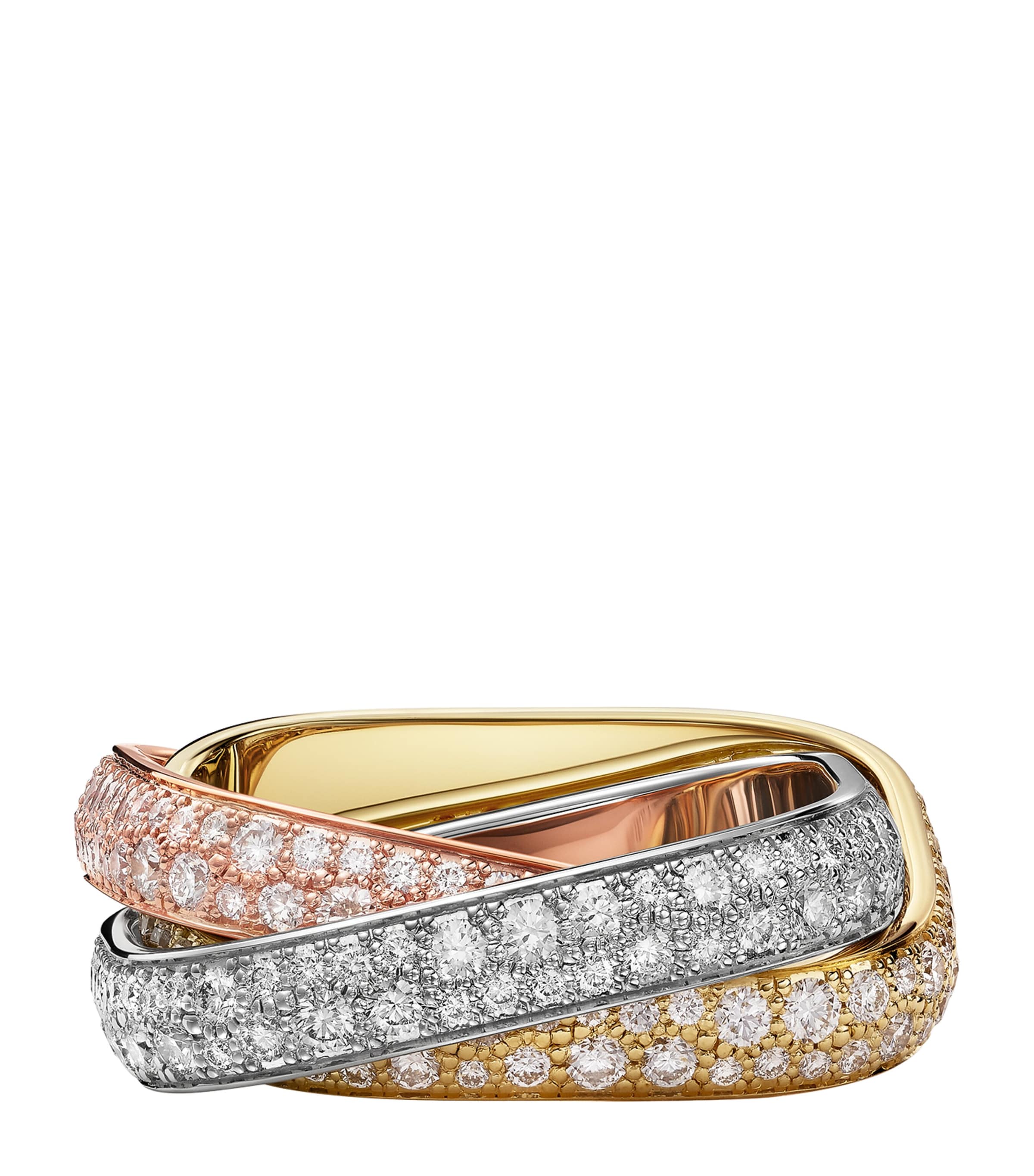 Mixed Gold and Diamond Trinity Cushion Ring