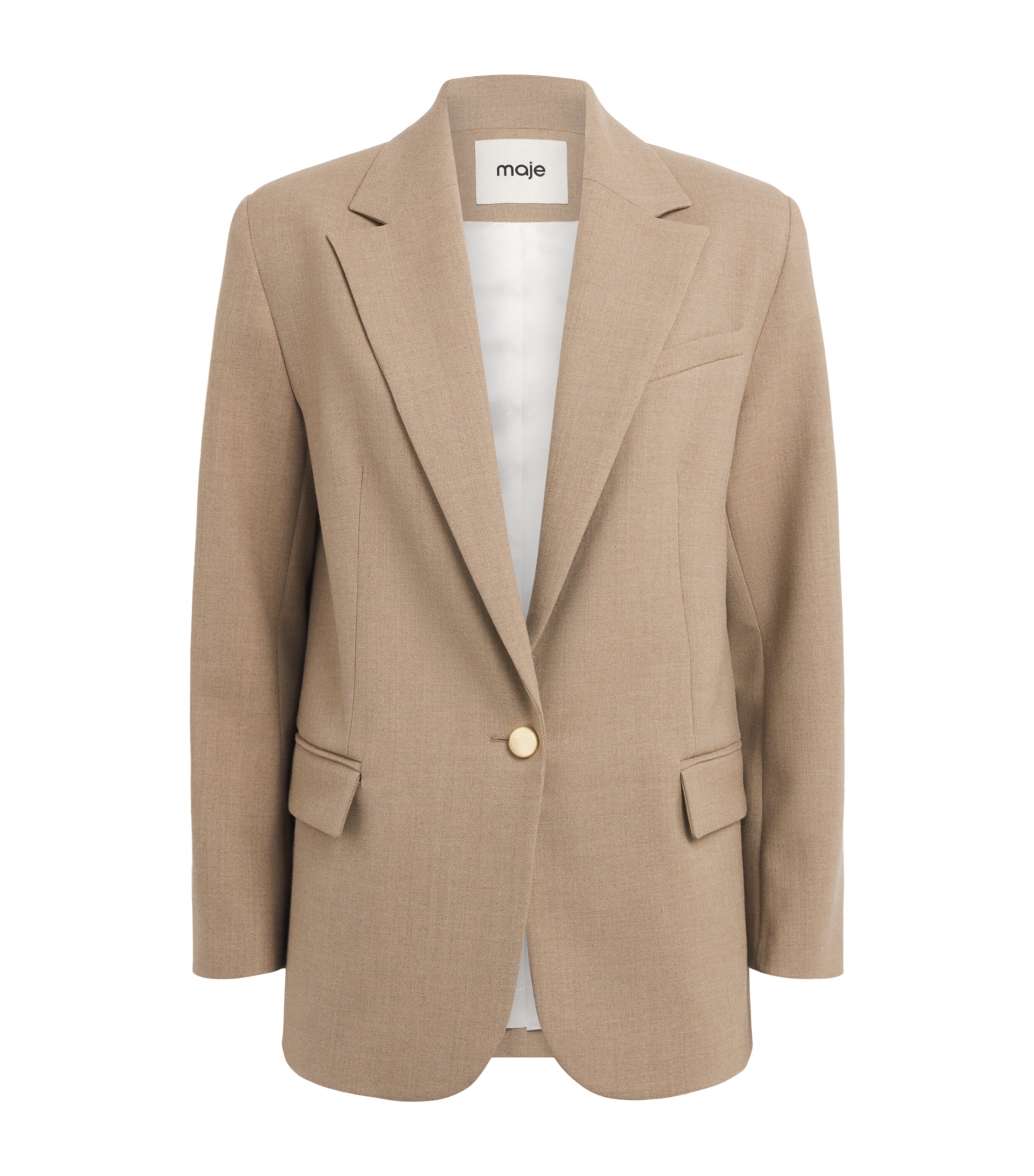 Maje Womens Single-Button Blazer Beige