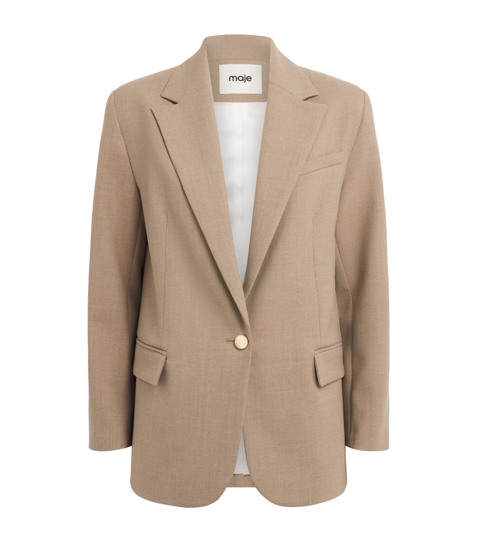 Maje Womens Single-Button Blazer Beige