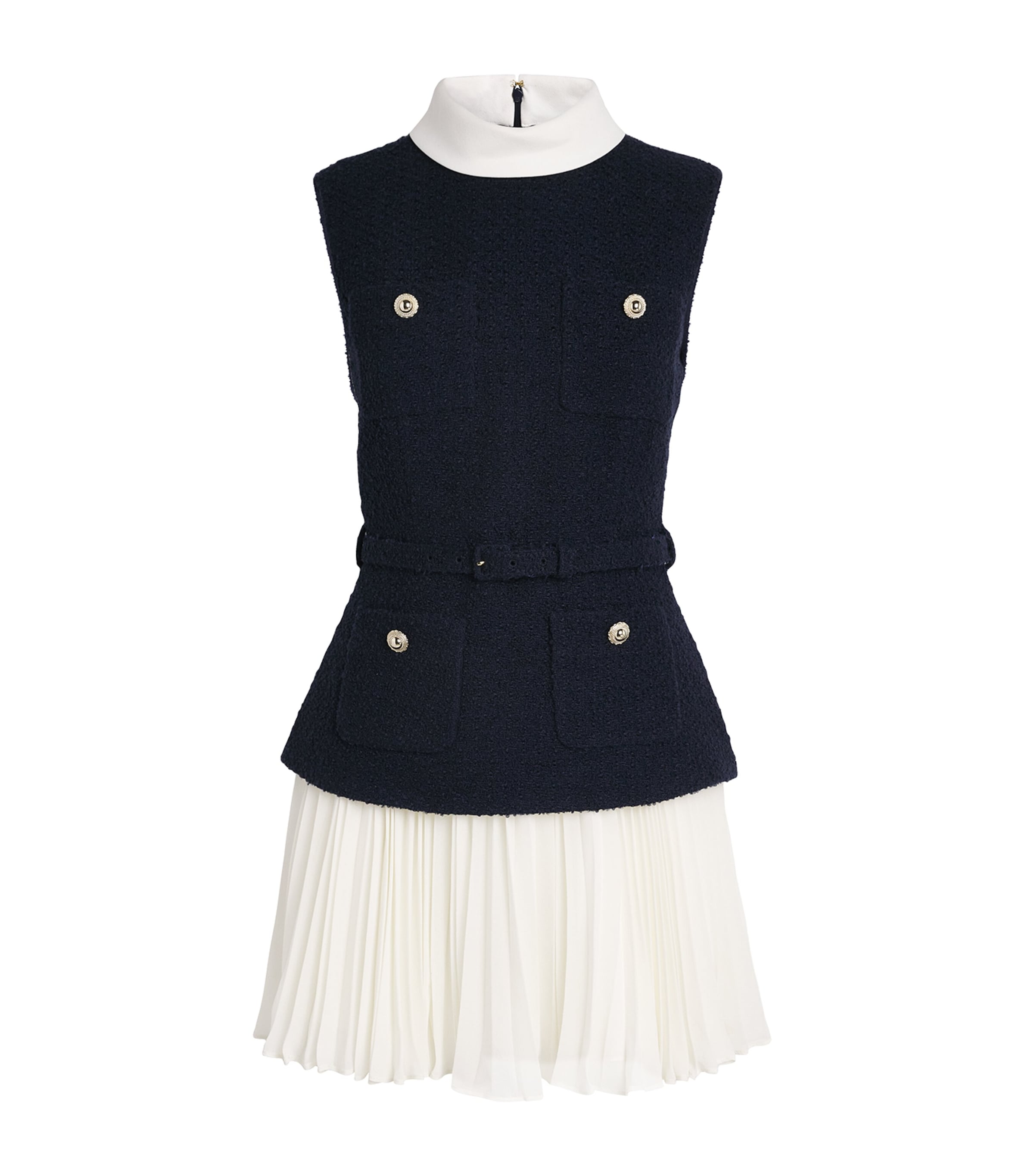 Bouclé-Chiffon Mini Dress