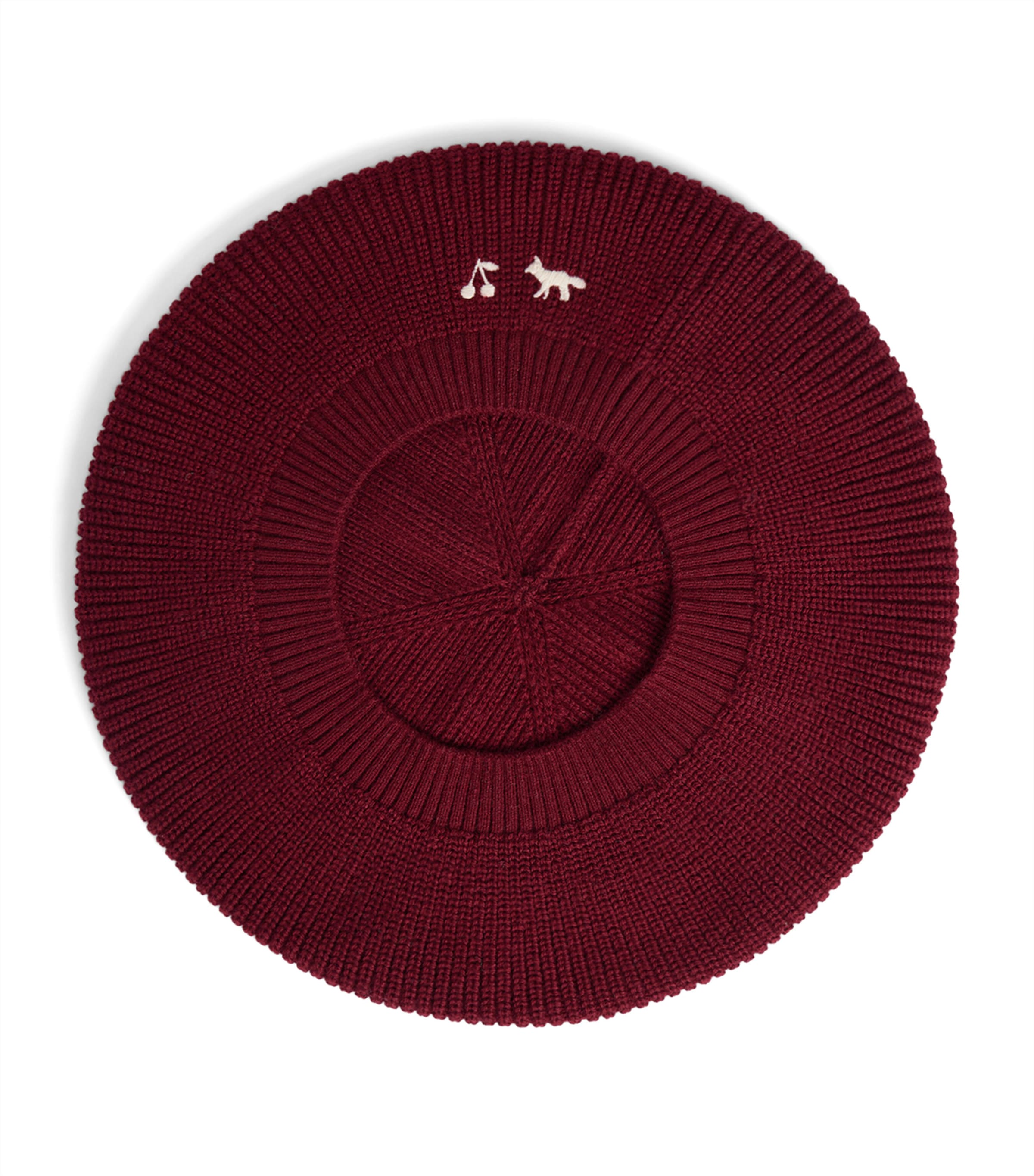 Bonpoint x Maison Kitsuné Cotton-Cashmere Knitted Beret Bordeaux