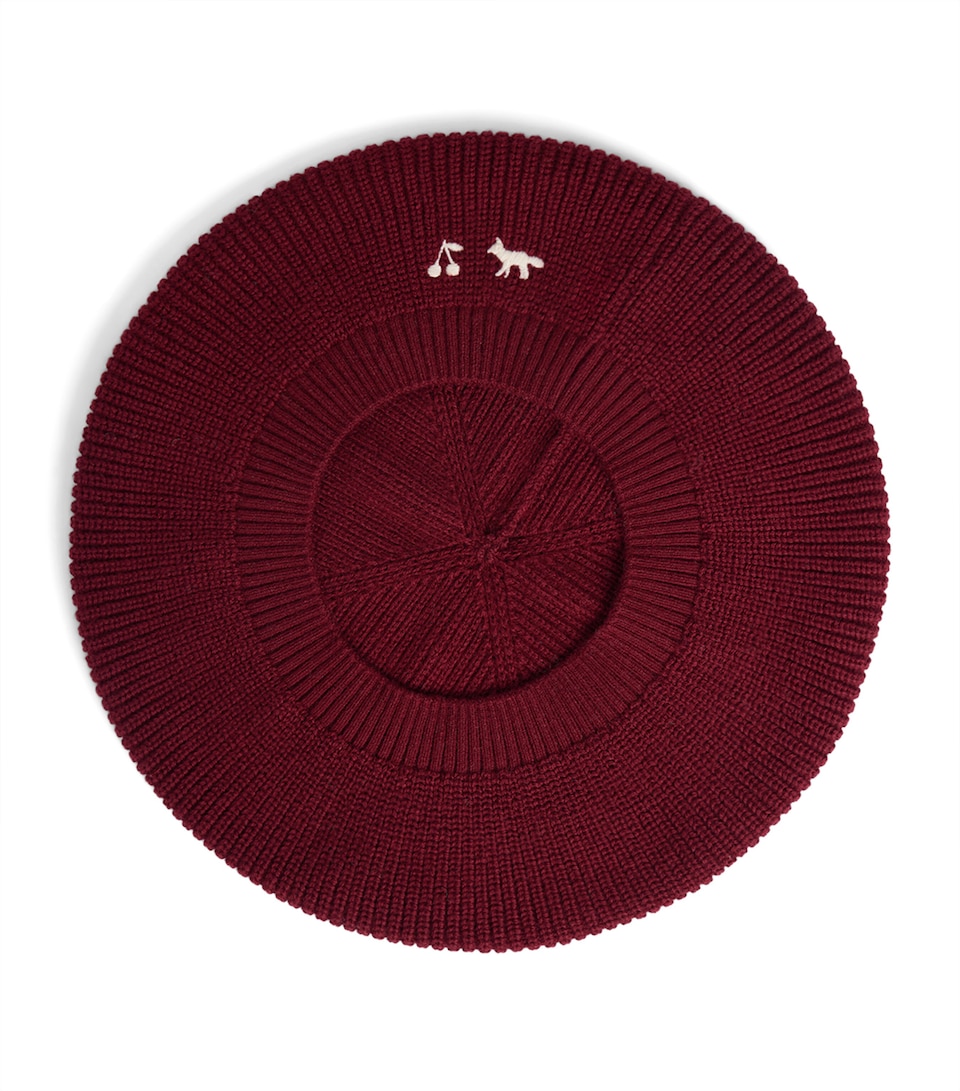 Bonpoint x Maison Kitsuné Cotton-Cashmere Knitted Beret Bordeaux