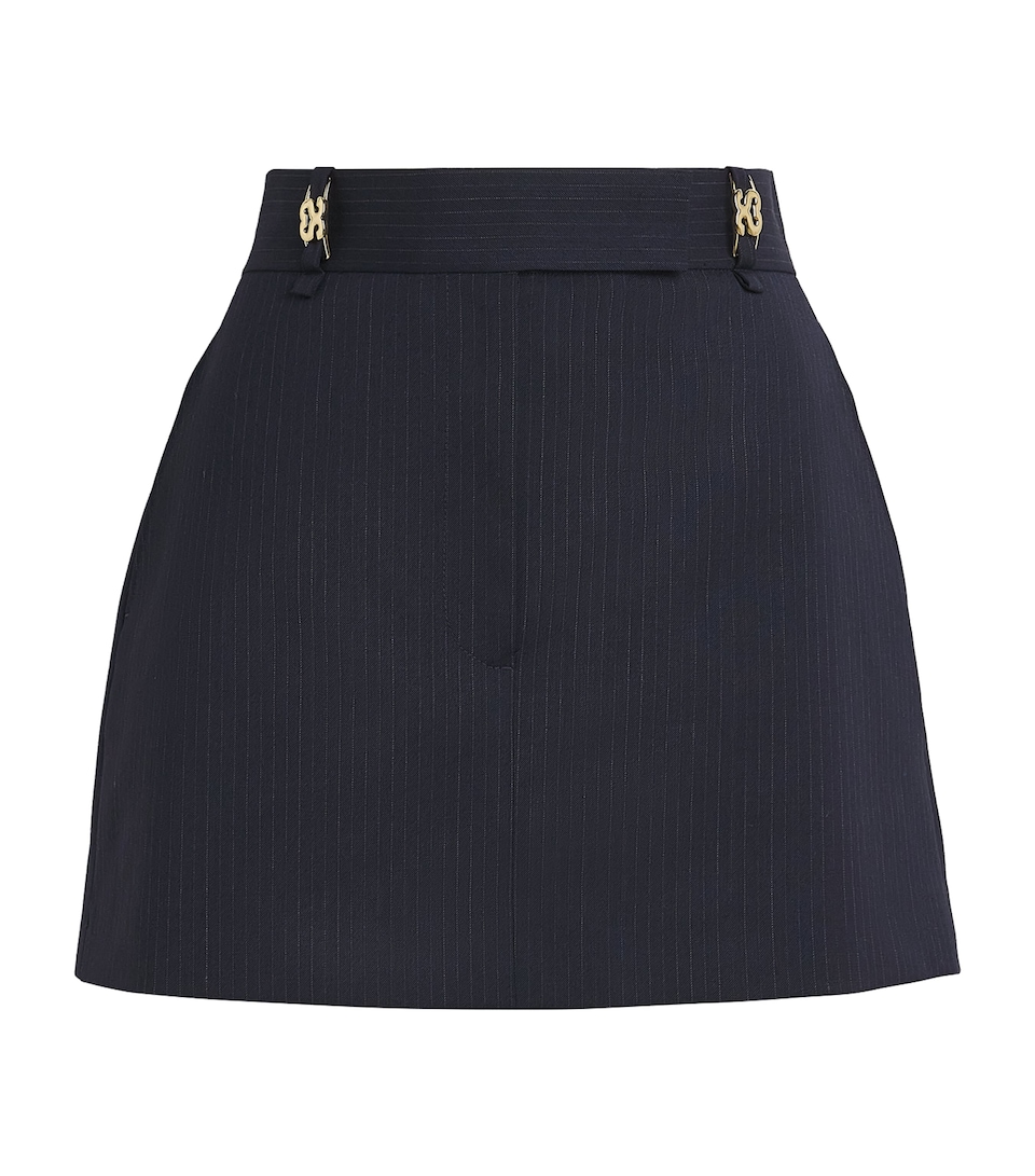 Sandro Paris Womens Wool-Blend Pinstripe Mini Skort Navy Blue