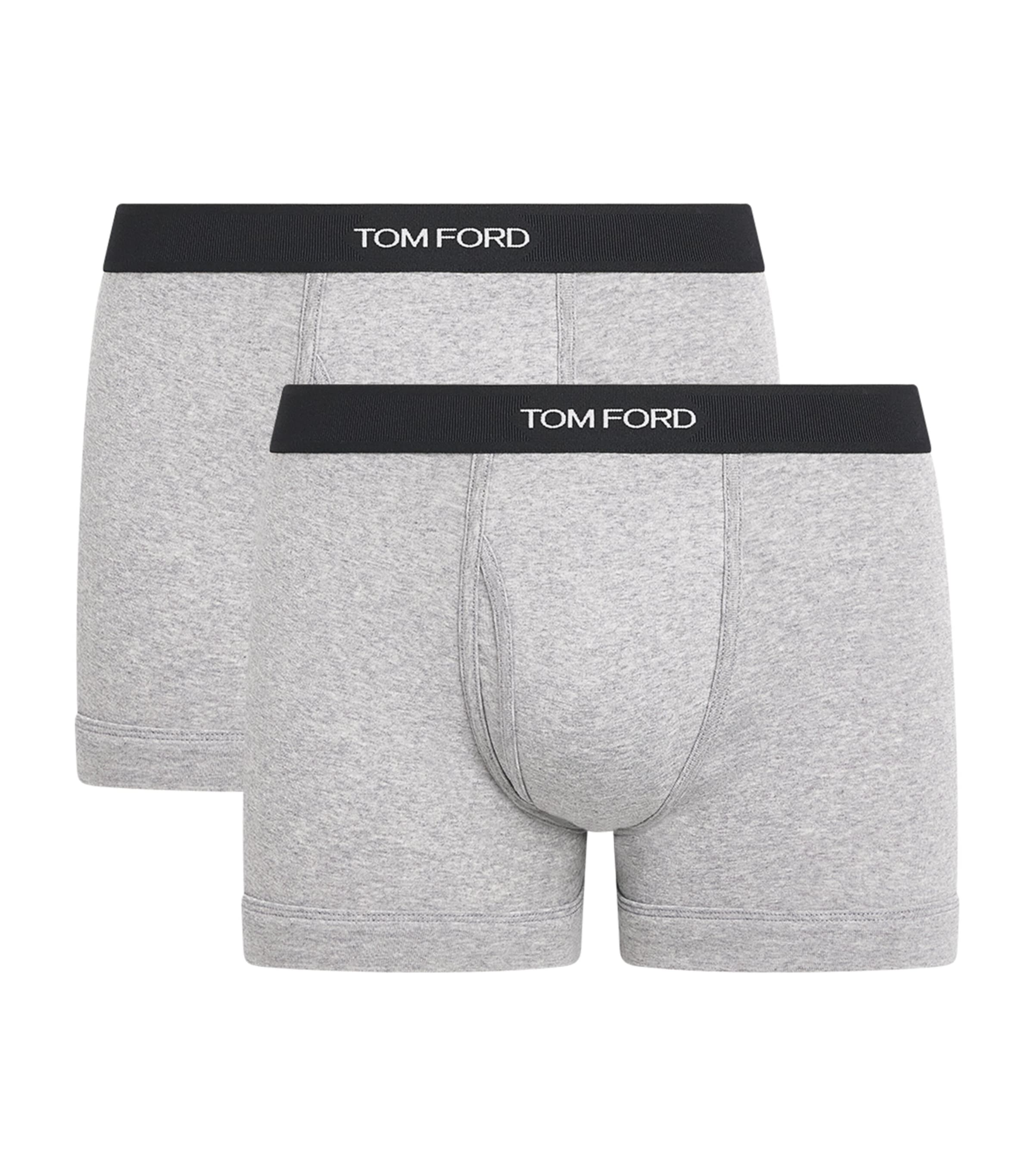 TOM FORD Mens Stretch-Cotton Logo Briefs (Pack of 2) Grey Melange