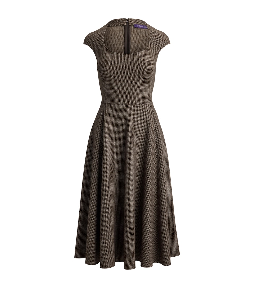 Ralph Lauren Collection Womens Wool-Silk Tweed Maisey Midi Dress Porcini/honey Multi