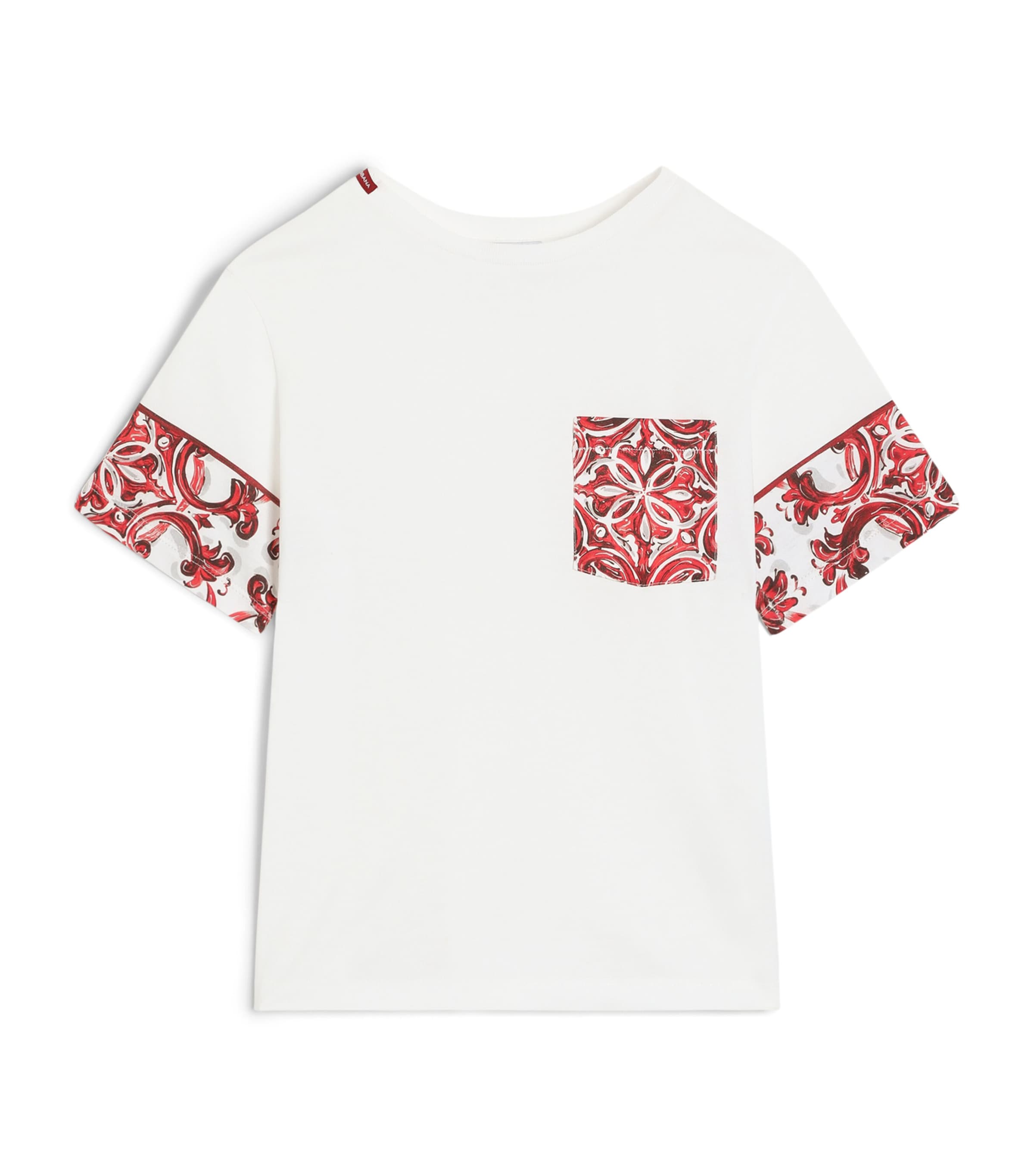 Dolce&Gabbana Kids Majolica Print Pocket T-Shirt (8-14 Years) White