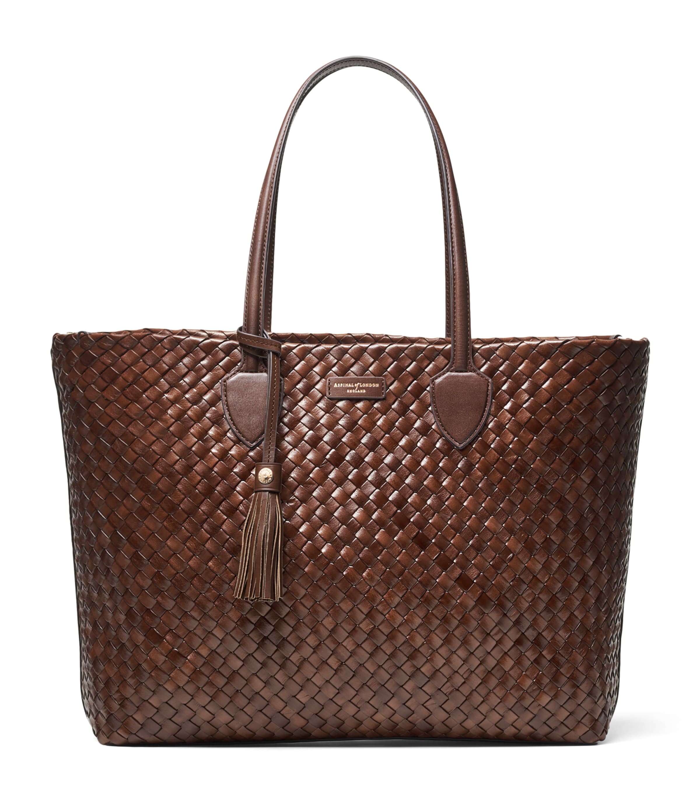 Aspinal Of London Large Leather Island Tote Bag Chocolate