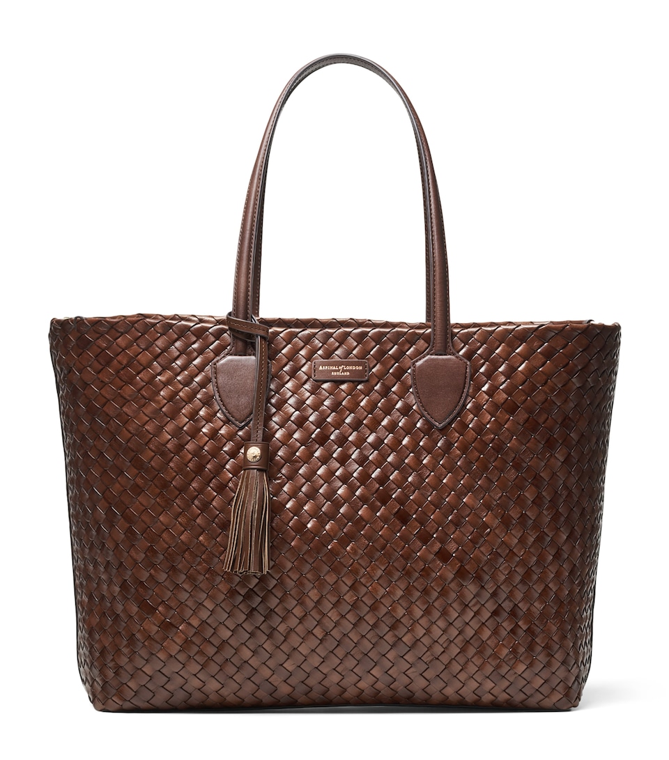 Aspinal Of London Large Leather Island Tote Bag Chocolate